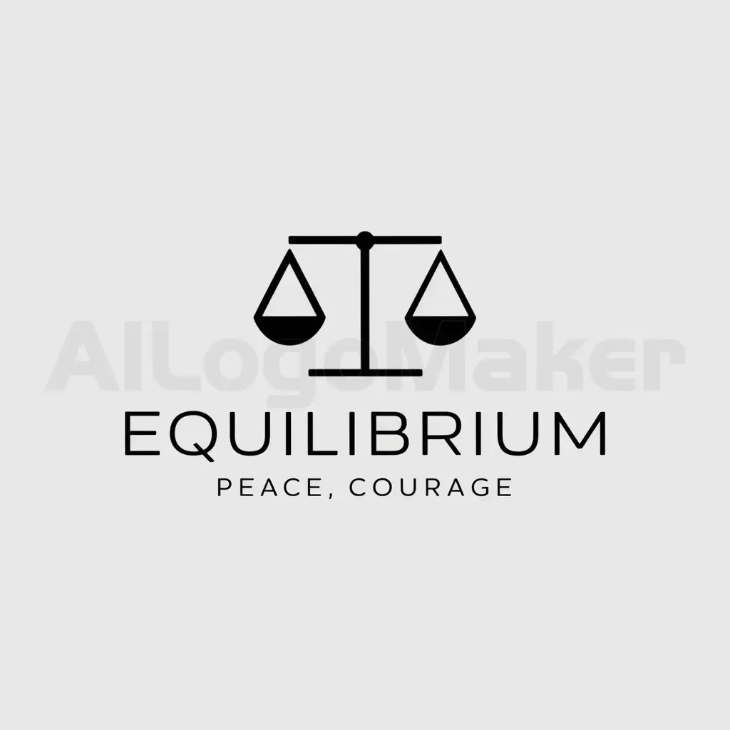 a logo design,with the text "Equilibrium, peace, courage", main symbol:Weighing scales,Minimalistic,be used in Sports Fitness industry,clear background