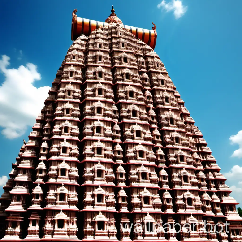 Wallpaper of tall Hindu Temples and blue sky at the background