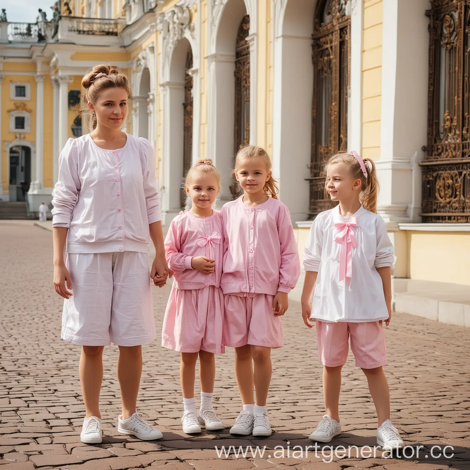 Mother-and-Children-at-Summer-Palace-in-Saint-Petersburg