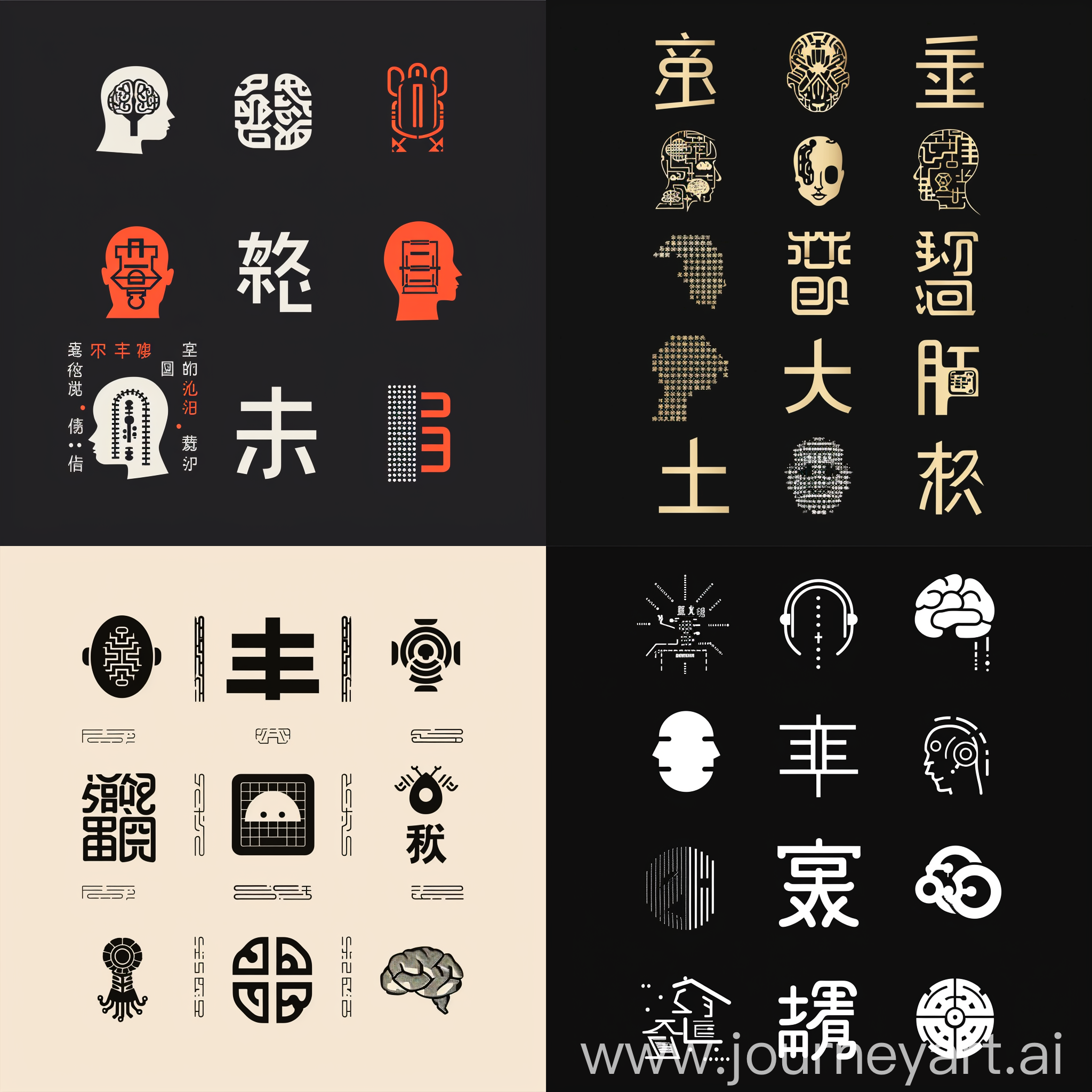 中文字“智”  做各种logo符号，行业是人工智能，9个logo，极简主义风格  