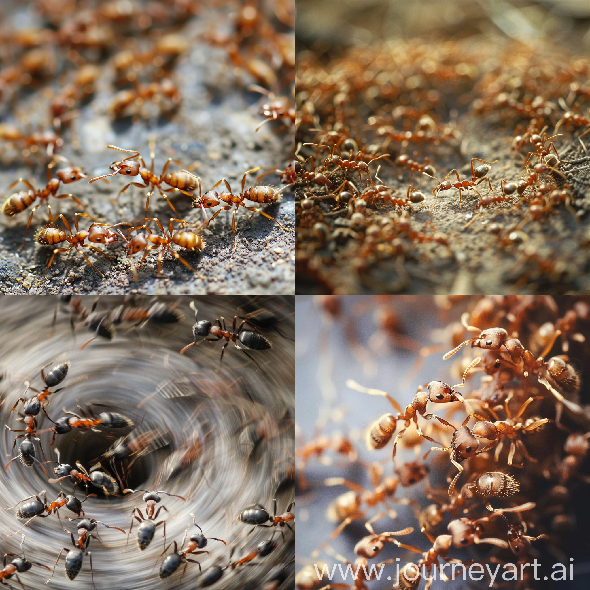 a colony of ant moving in circles