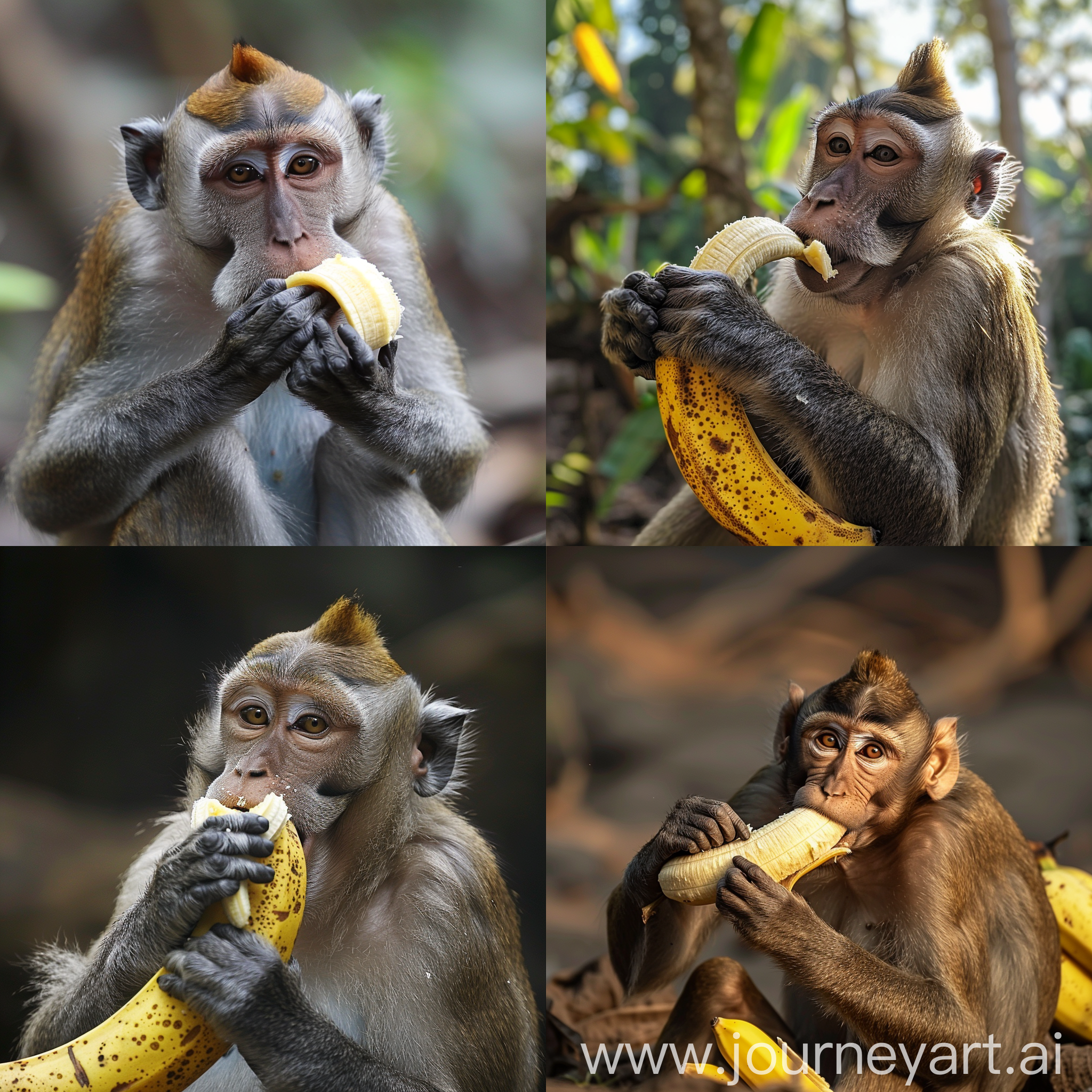 a monkey eating banana