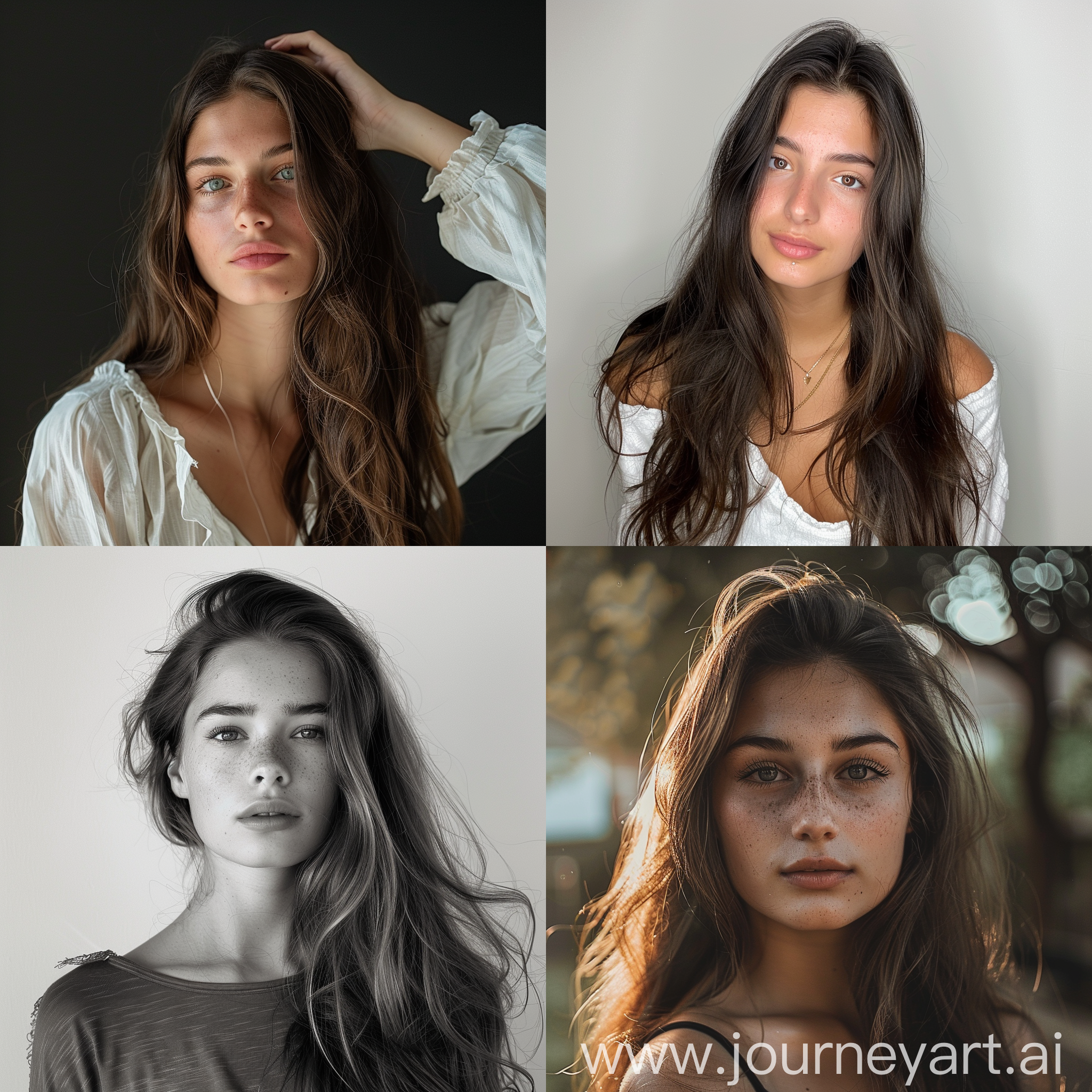 young woman model, long hair