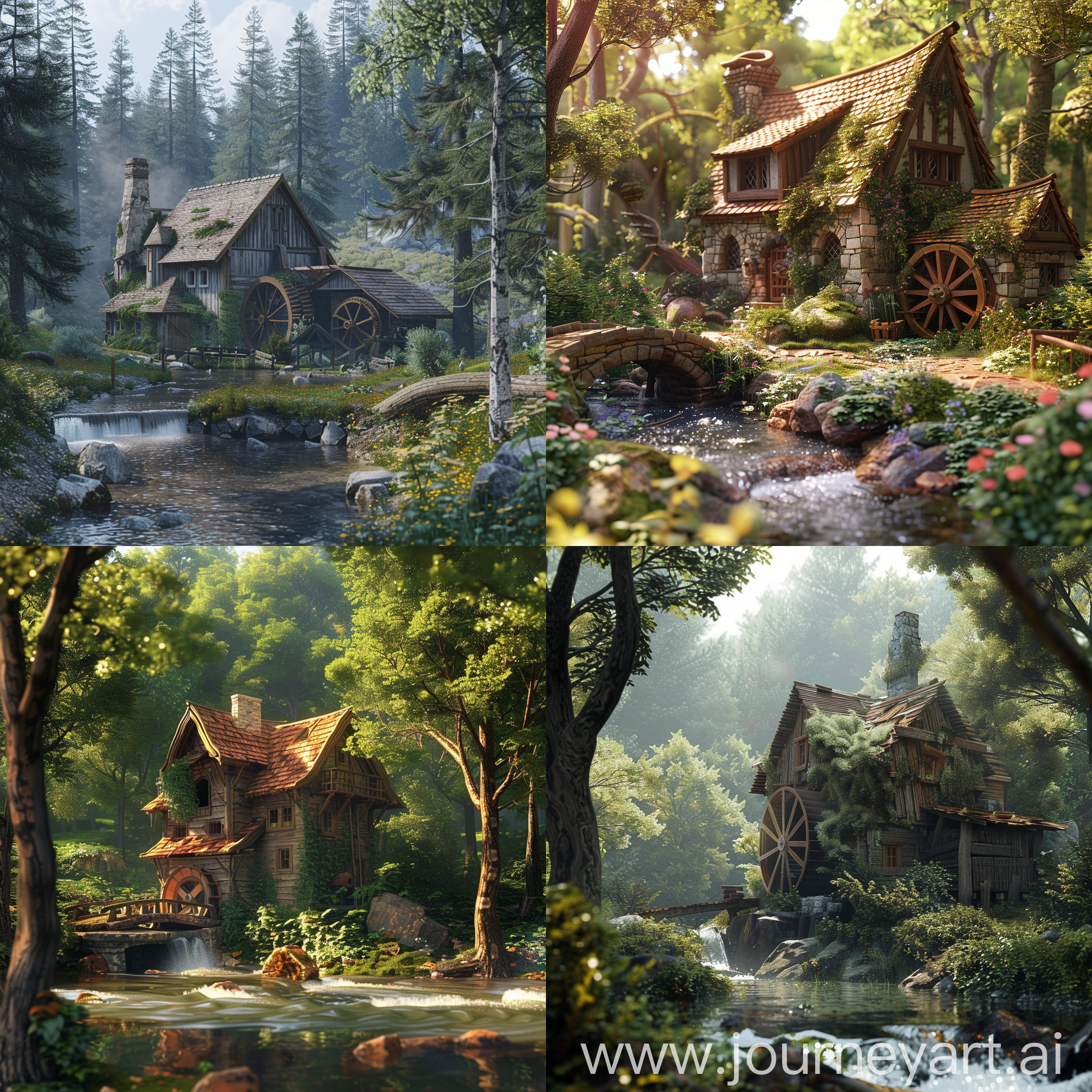 A beautiful mill in the woods :: 3D animation