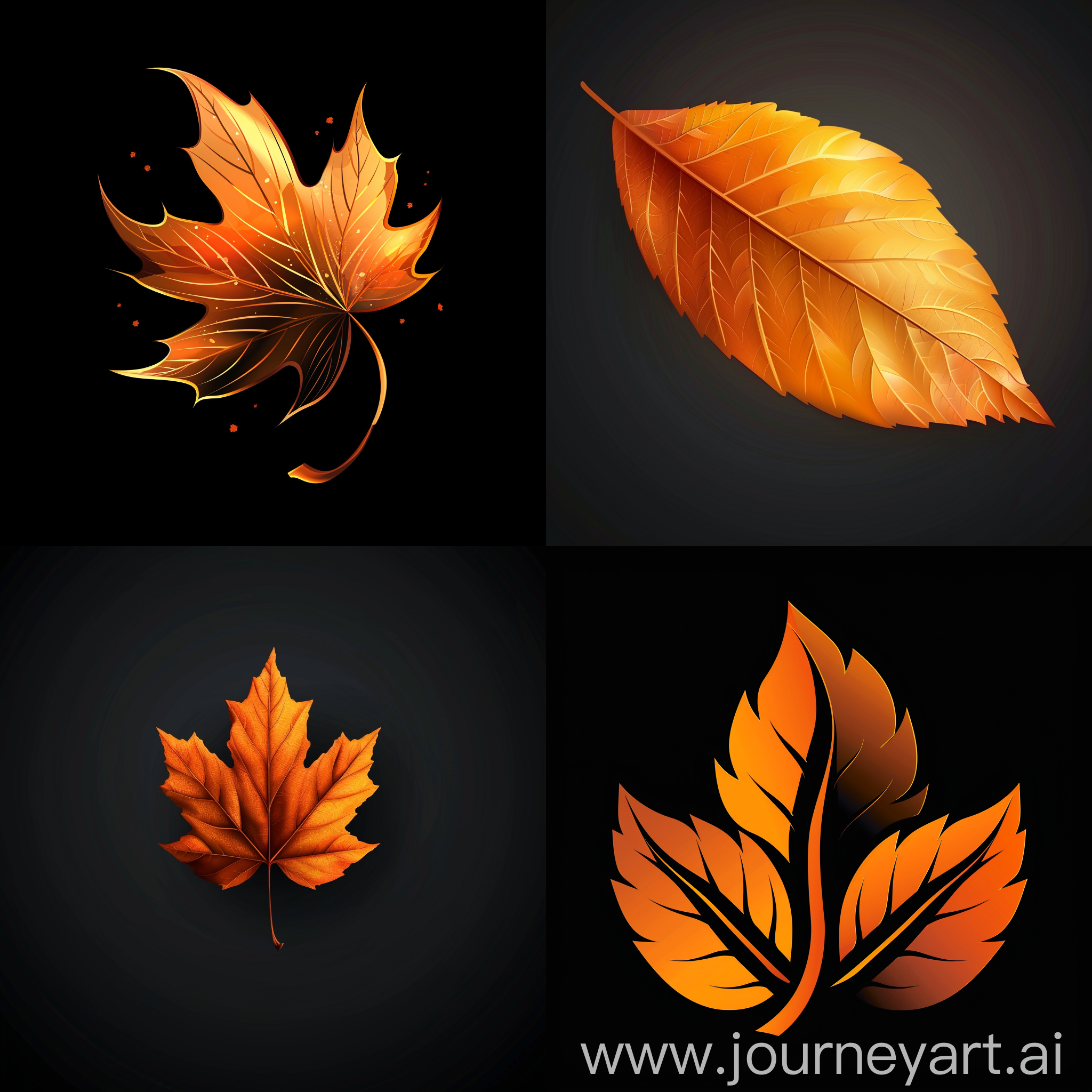 Autumn leaf stylized symbol with light black background