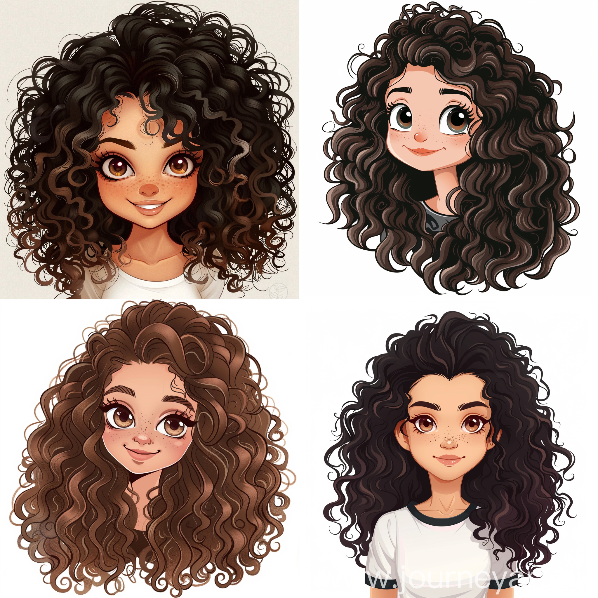 curly hair cute cartoon