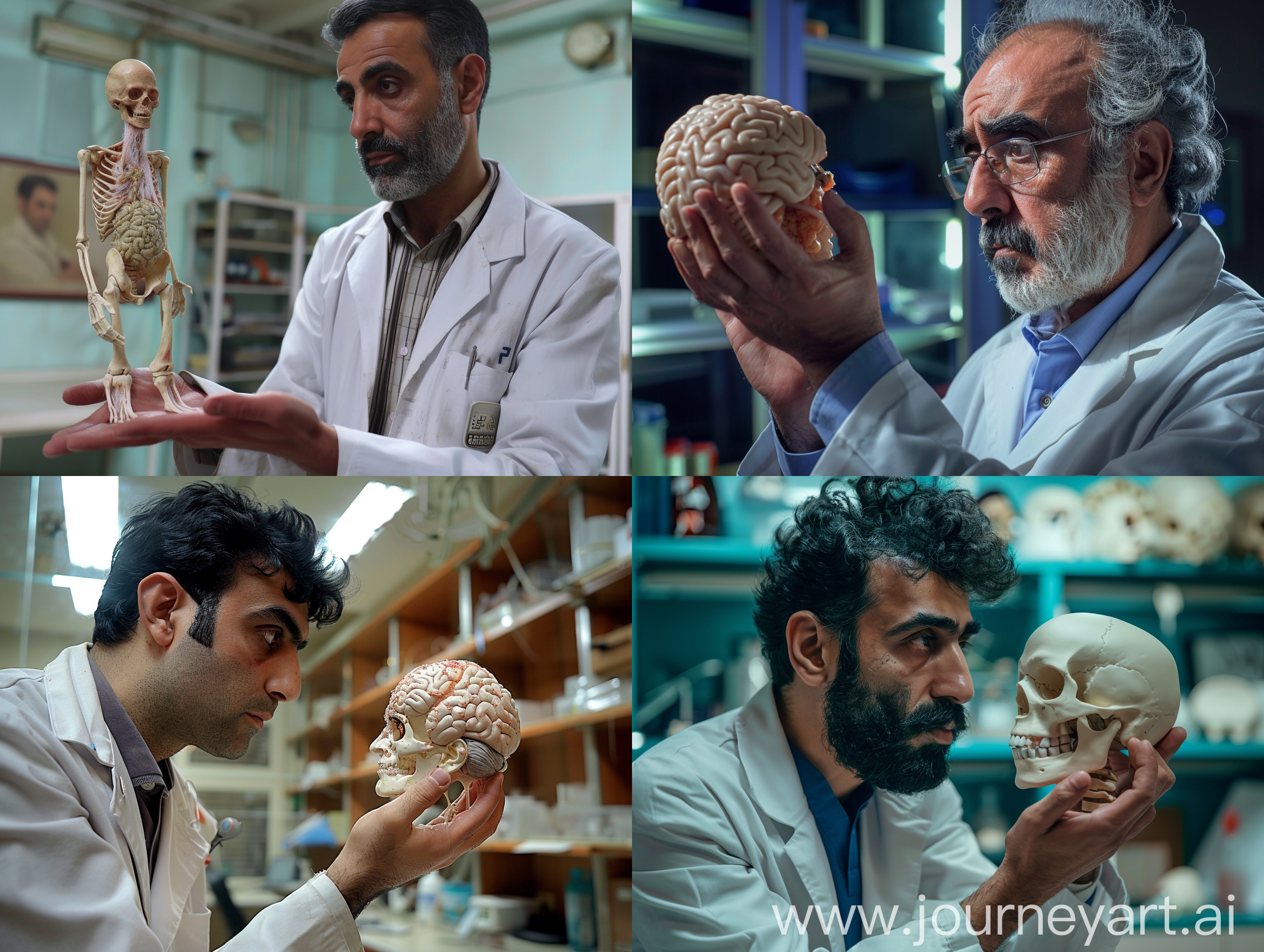دانشمند ایرانی درحالی که یک بشر دستشه و نگاهش میکنه
