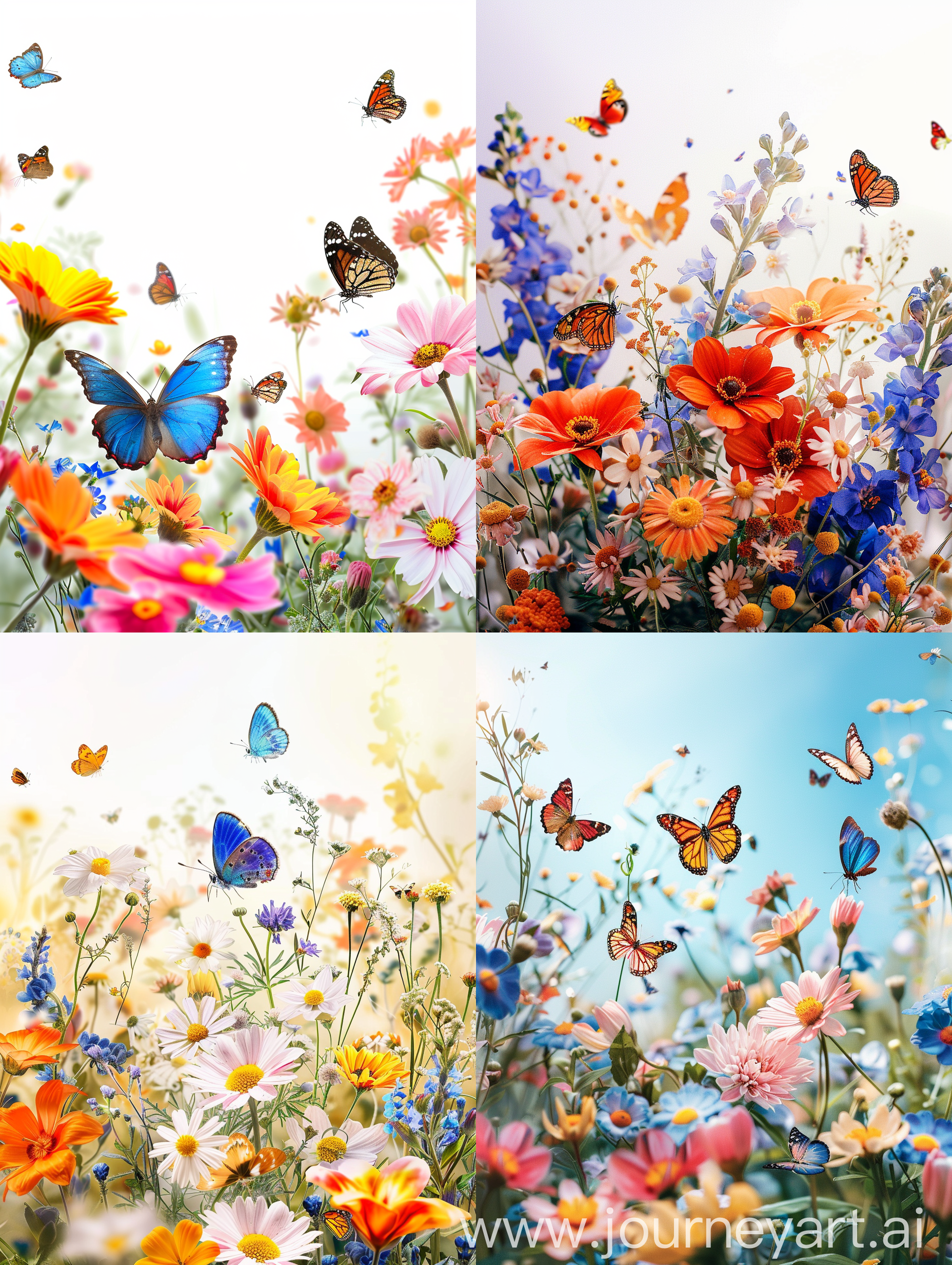 春日，花卉，鲜花销售海报，清透，蝴蝶