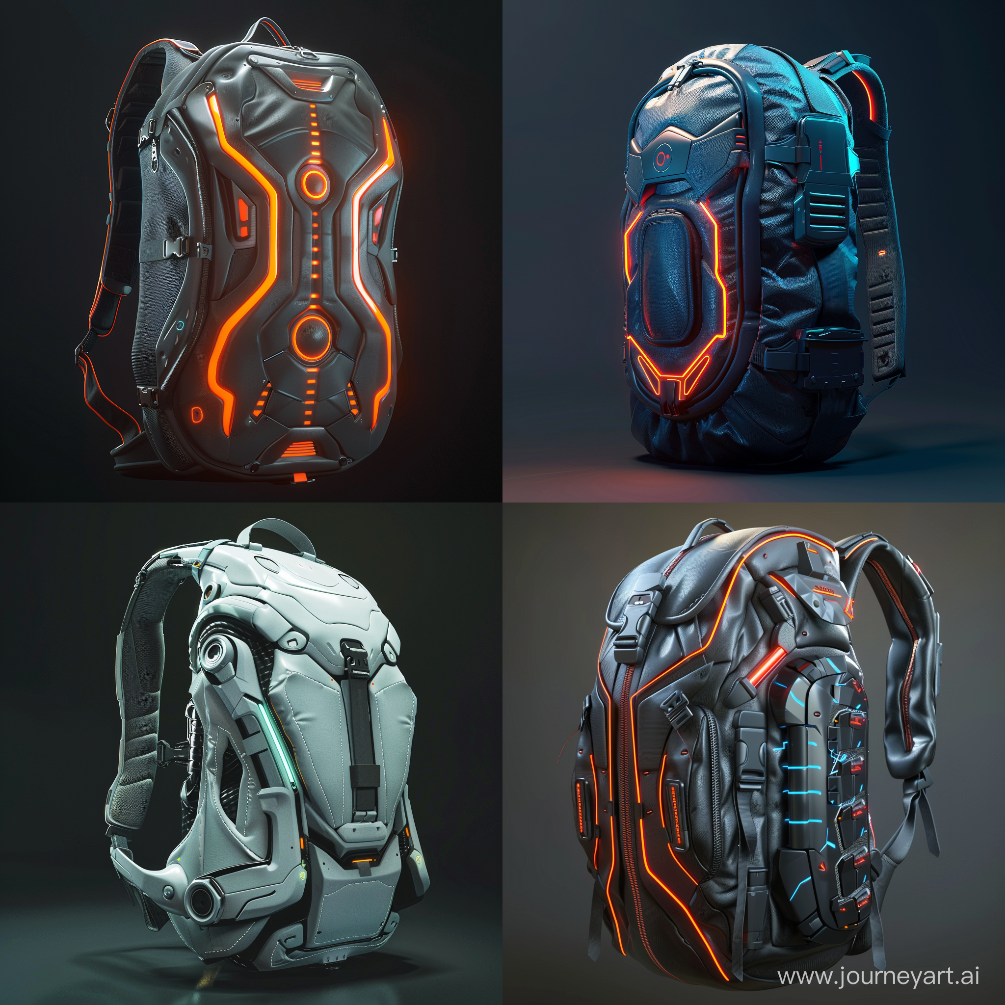 Futuristic backpack, world of high tech, octane render