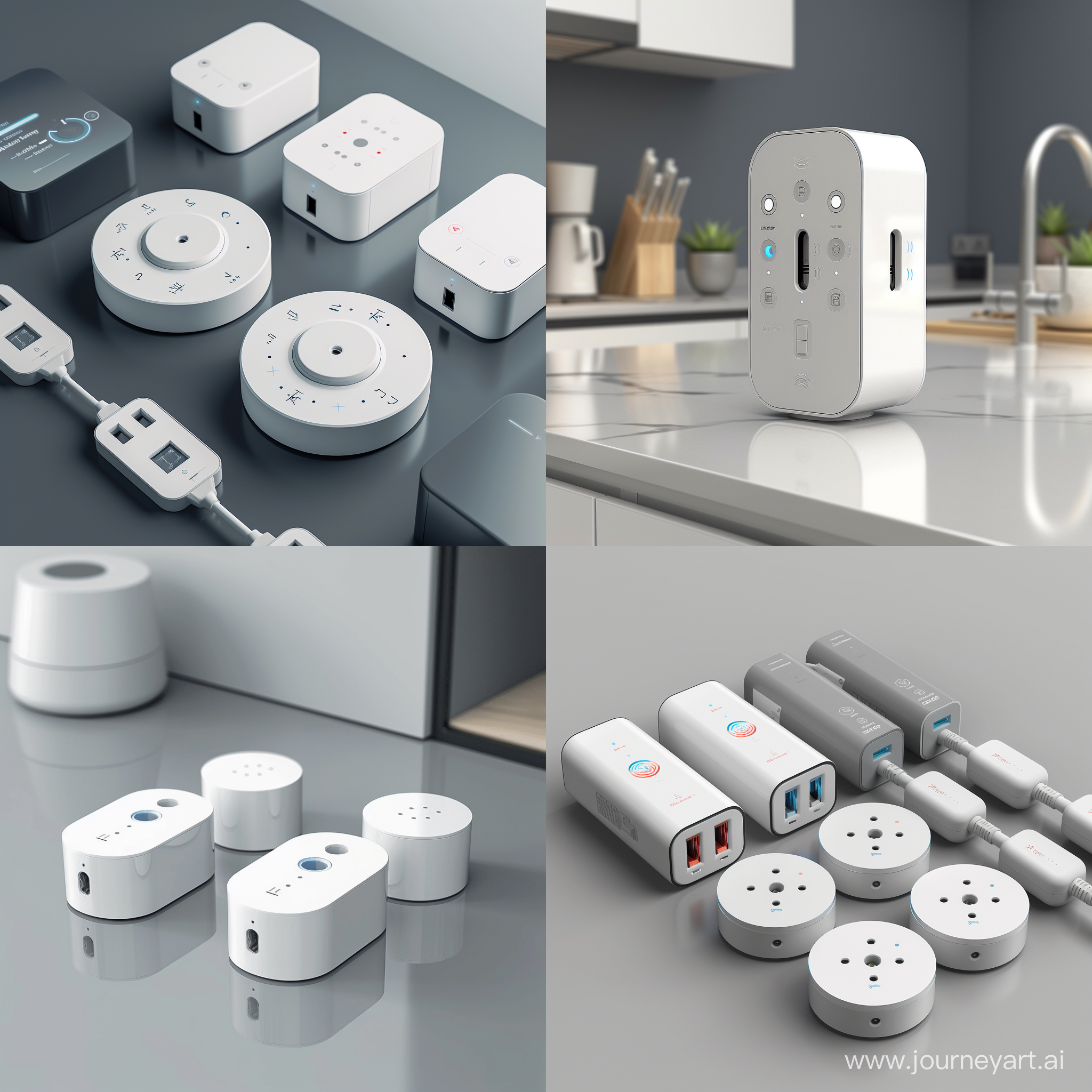 imagine of- Design the smart plugs with a touch-sensitive surface for easy manual control, in addition to the automated monitoring and control features.
- Incorporate a mobile app for remote monitoring and control, allowing users to easily track energy usage and make adjustments from anywhere.
- Include compatibility with voice assistants such as Alexa or Google Assistant for convenient hands-free control of connected devices.
- Integrate surge protection and overload detection to ensure the safety of both the smart plugs and the connected devices.
- Offer a set of multiple plugs that can be controlled as a group, allowing users to create custom schedules and settings for different areas of their home.
- Provide an option for adjustable plug angles to accommodate different orientations and configurations of power outlets.
- Explore the possibility of integrating renewable energy tracking, allowing users to see the impact of their sustainable energy sources on their overall usage.
- Consider a modular design that allows for easy upgrades or expansions in the future, ensuring longevity and adaptability of the smart plug system.realistic style