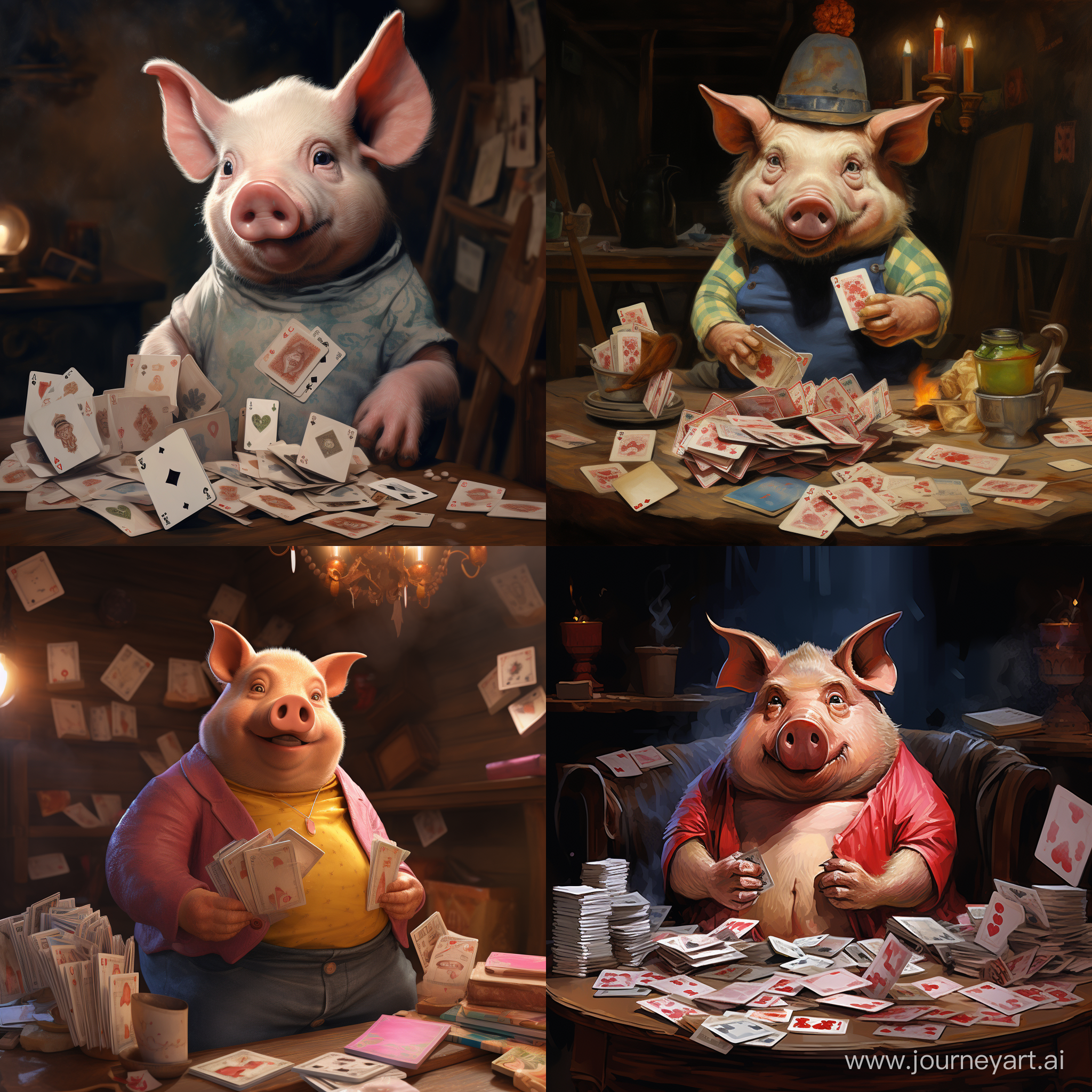 Pig with cards 
