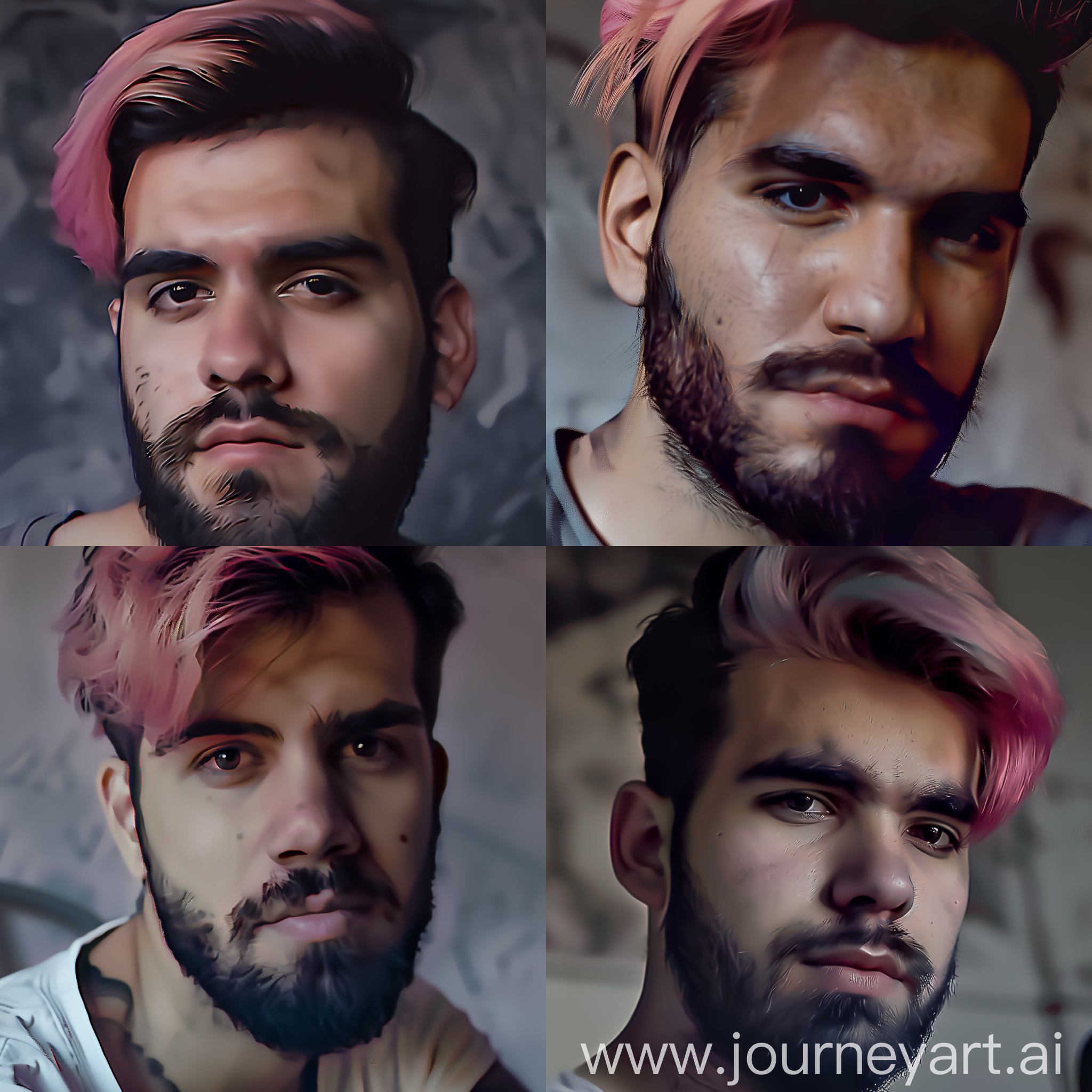 https://i.ibb.co/K7NBsm2/ab5nxi-KZ-4x.jpg 27 years old man, looking at camera, pink dyed hair, black beard, ultra realistic, pro lighting, pro shadow, pro, lifelike 