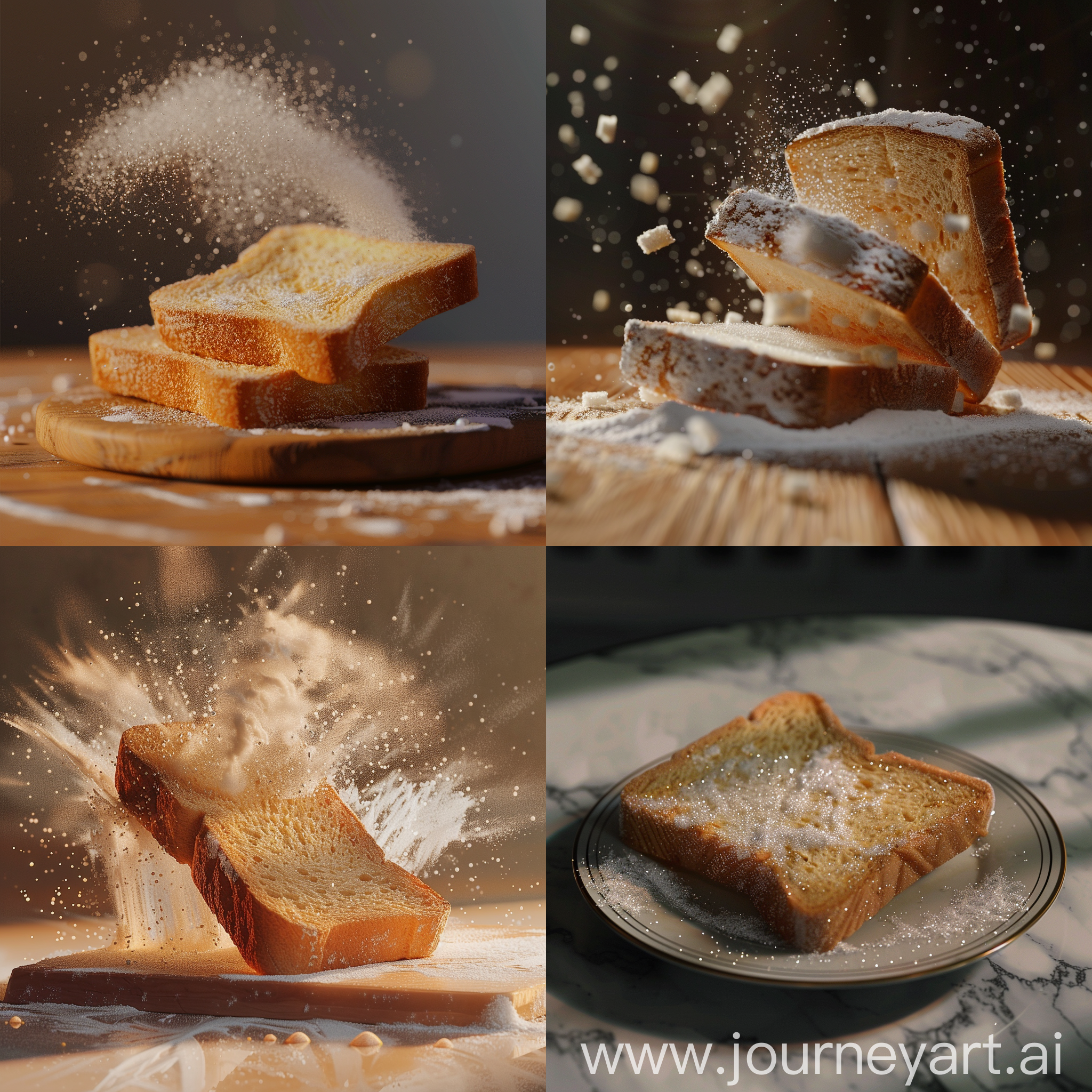 A slice of bread with sugar :: 3D animation 