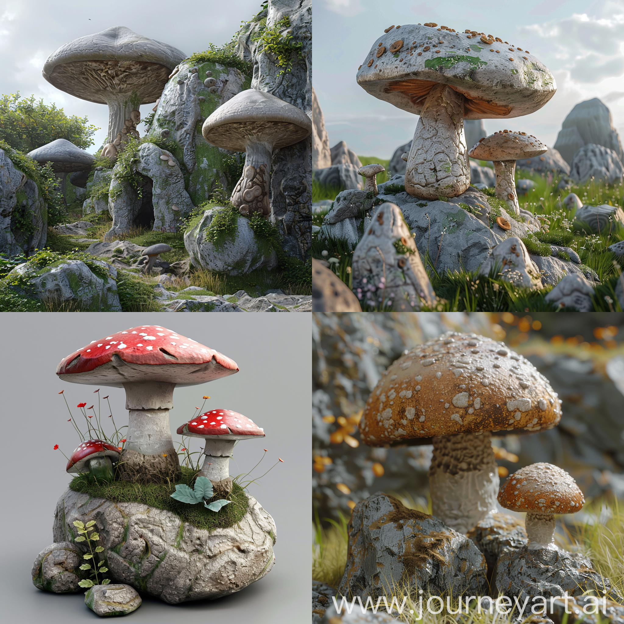 Huge stone mushrooms :: 3D animation