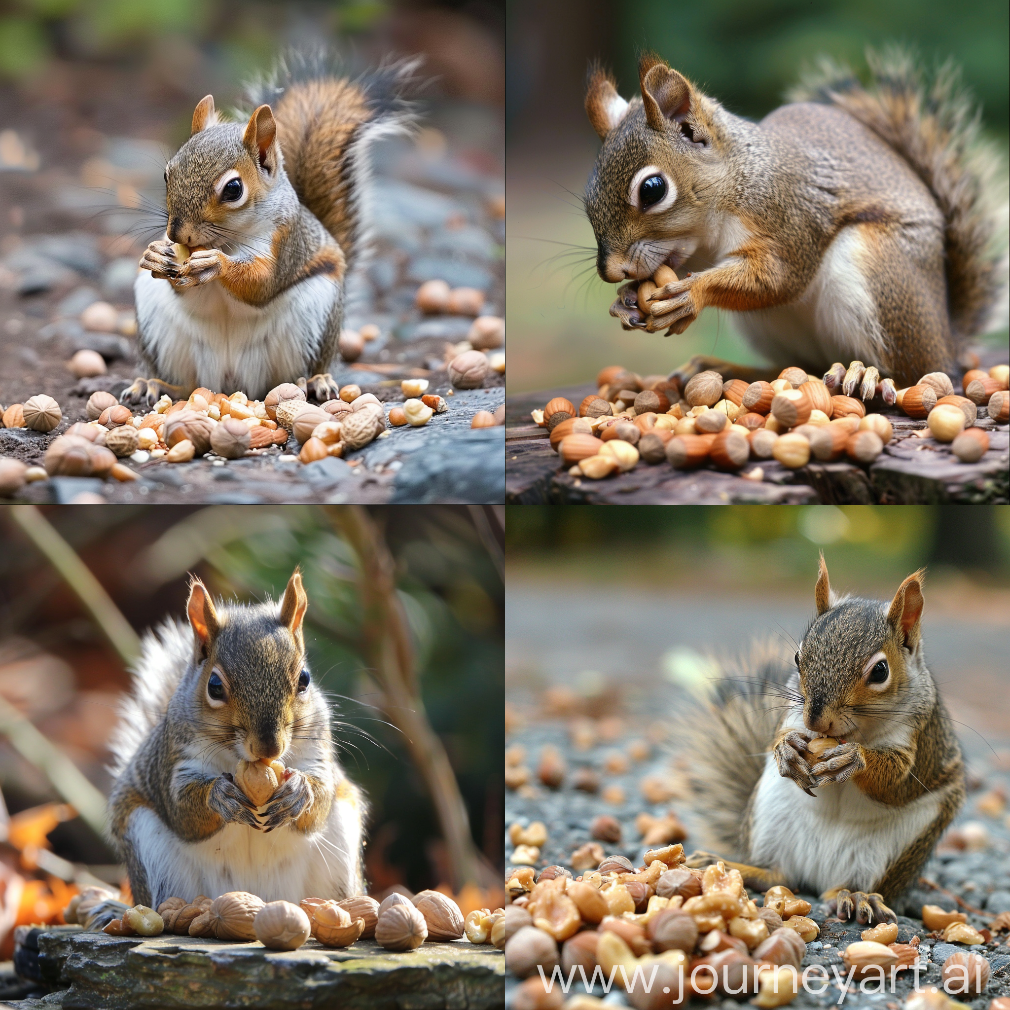 a squirrel eating nuts