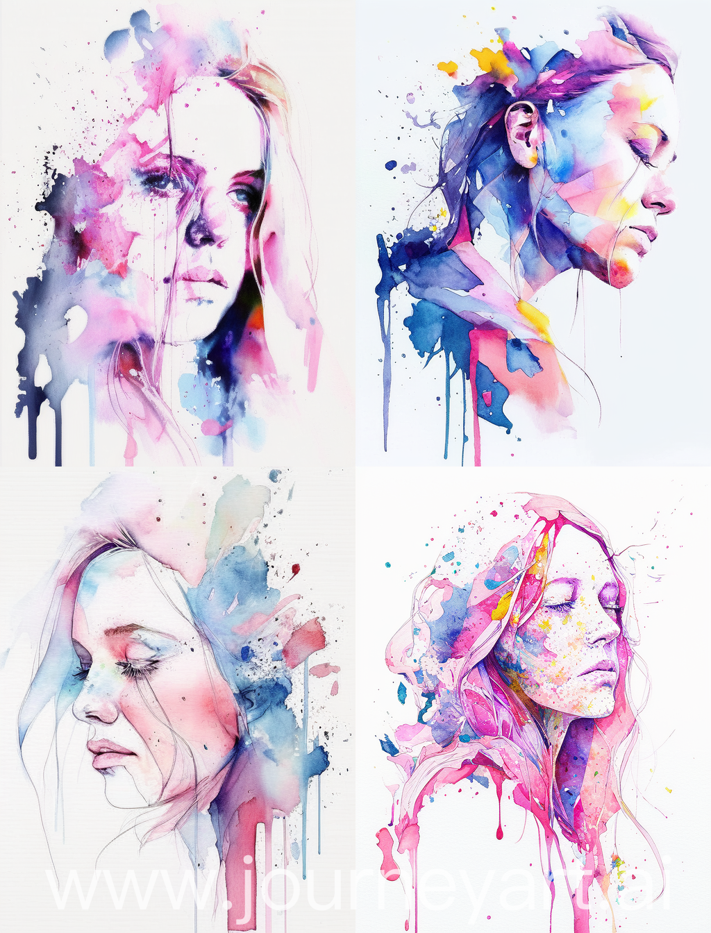 samdoesarts style a woman by agnes cecile, luminous design, pastel colours, ink drips,