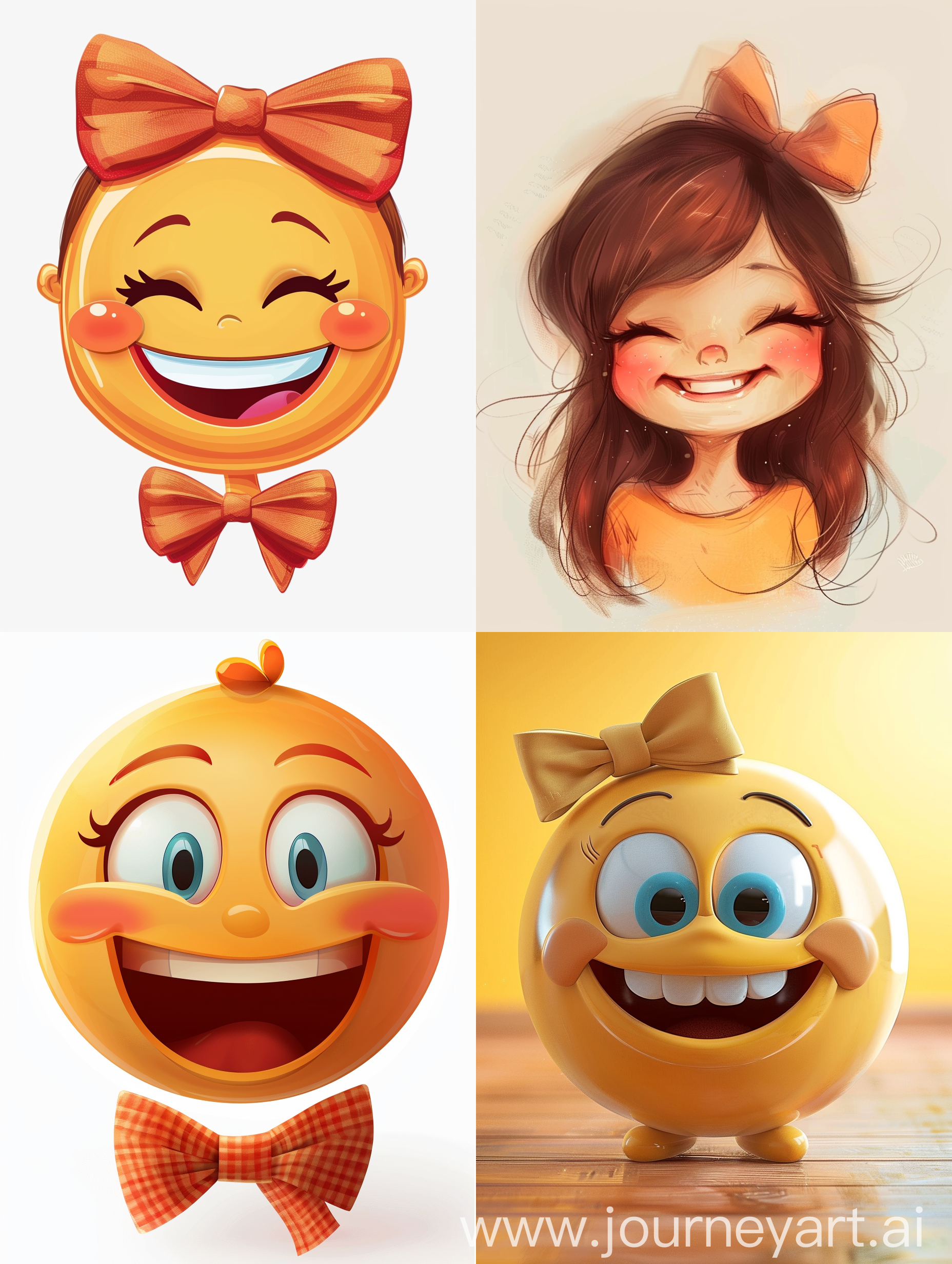 smiling emoji, cute, girl, bow, silly 