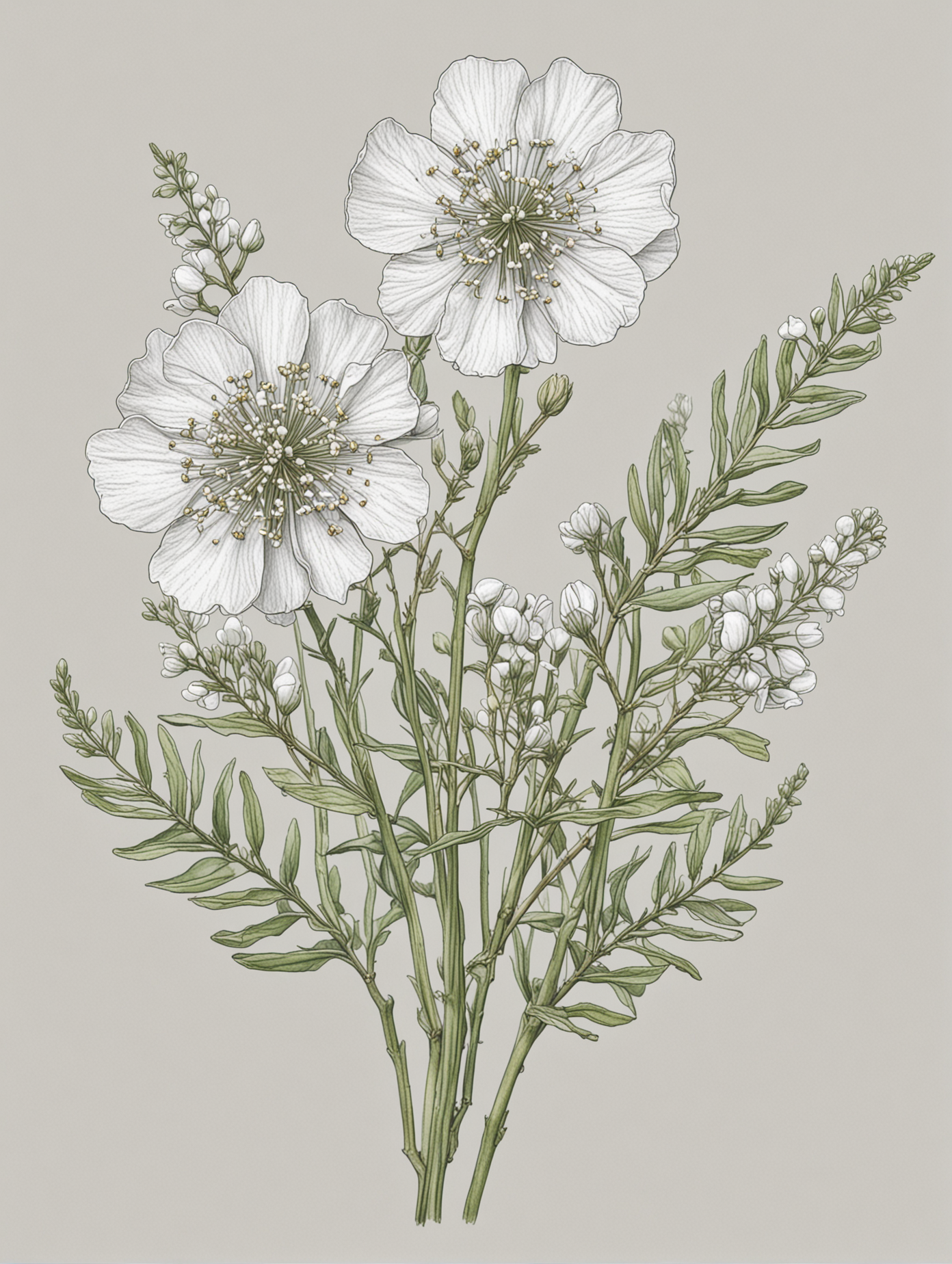 Botanical Drawing of Gypsophila for Adult Coloring Book Tranquil Floral Illustration