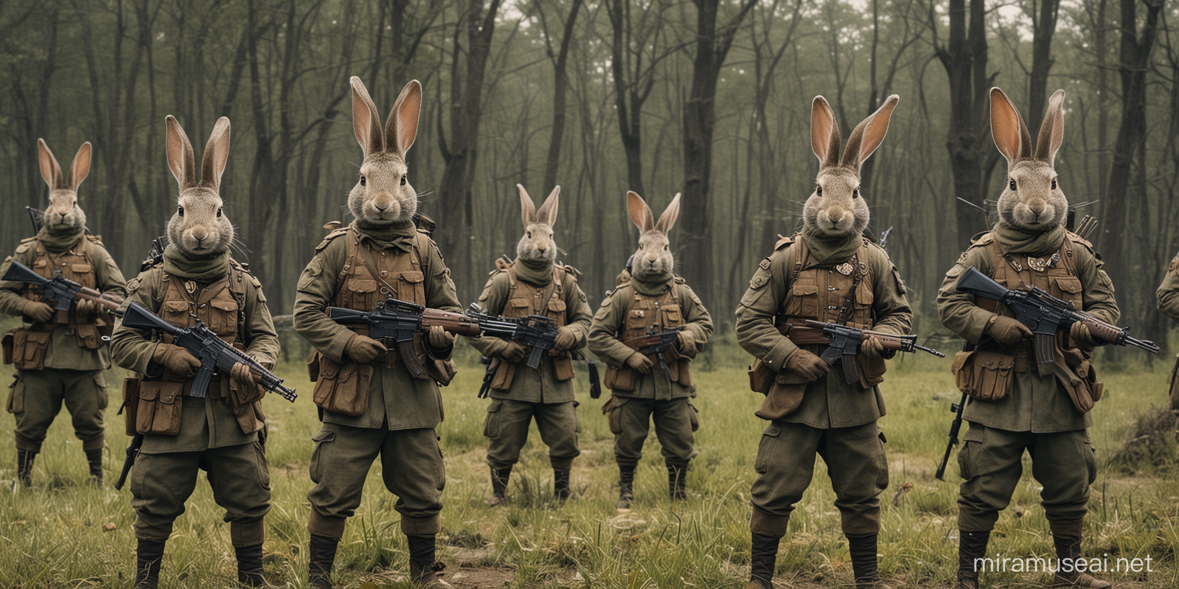 Rabbit Soldiers Marching through Enchanted Forest
