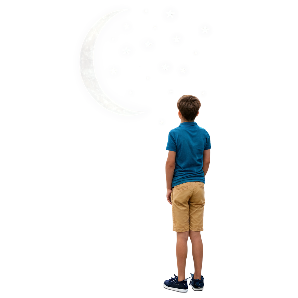 A boy see moon