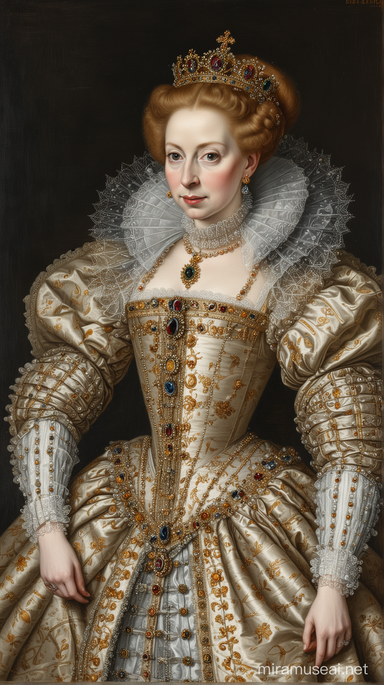 Regal Portrait of Queen Elizabeth I in Royal Attire