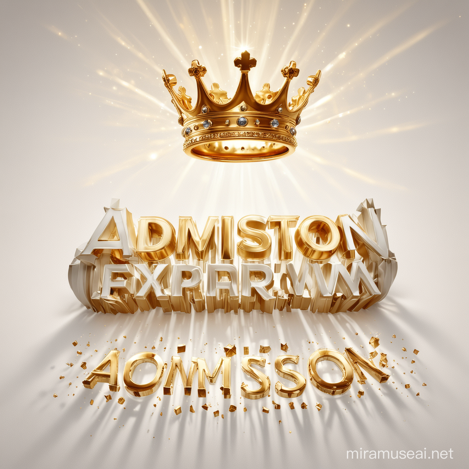 Radiant Admission Experts Sign with Golden Crown on White Background