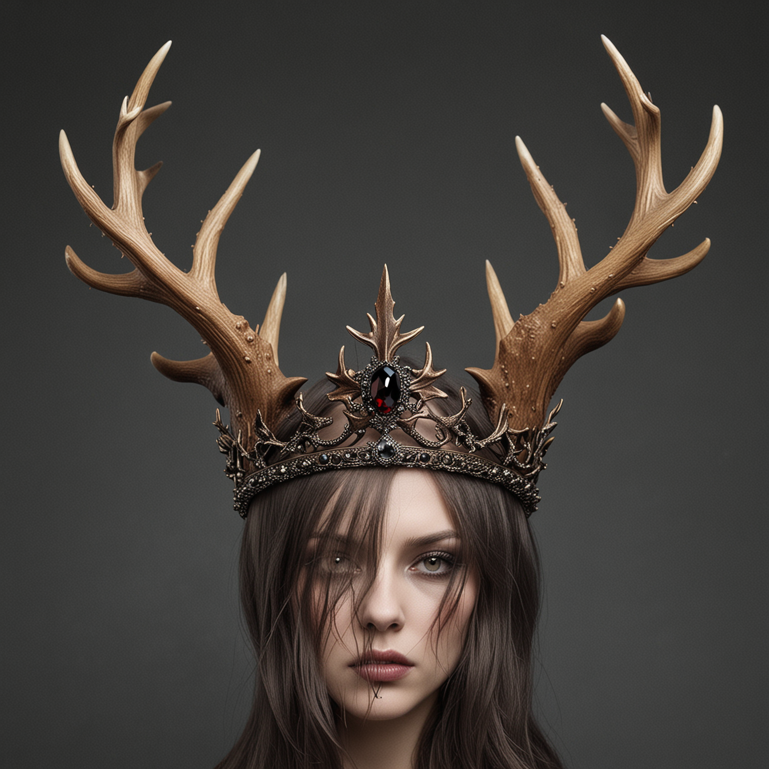 Gothic Royal Crown with Deer Antlers Intricate Symbolism and Majestic Elegance
