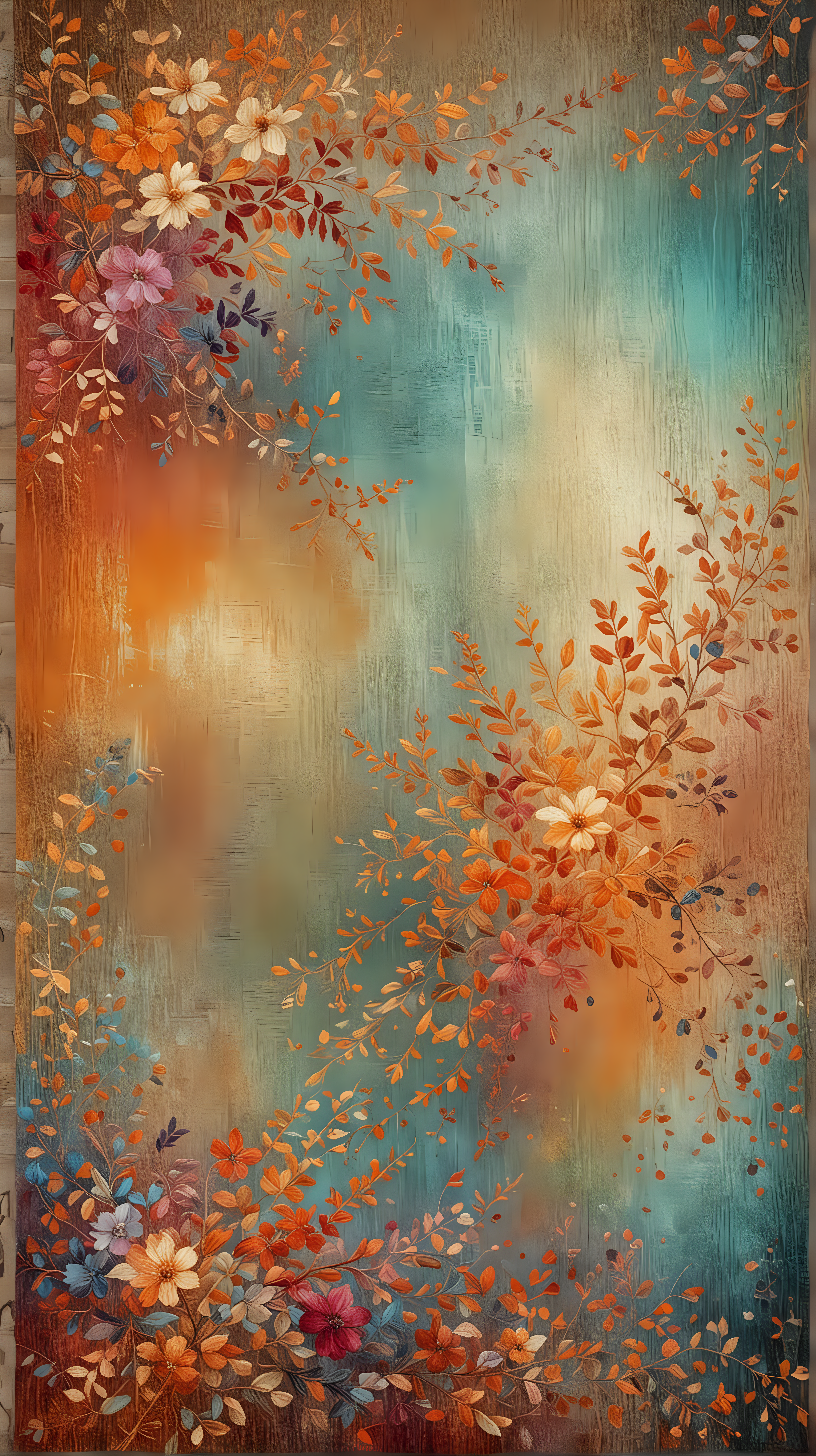 Colorful Digital Background with Fine Art Tapestry Oil Paint Style Textures