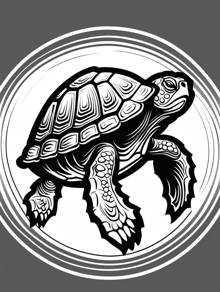 Turtle vector illustration. Black and white outline
