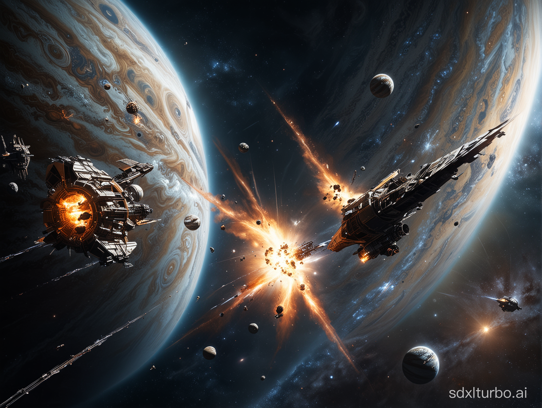 Space battle in Jupiter orbit