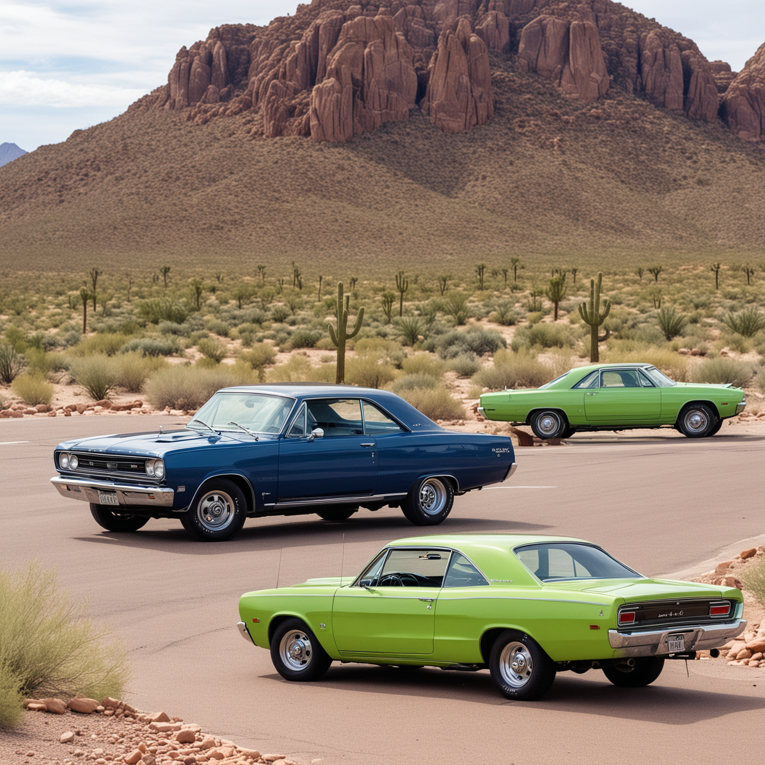Classic Cars in Arizona Desert Landscape