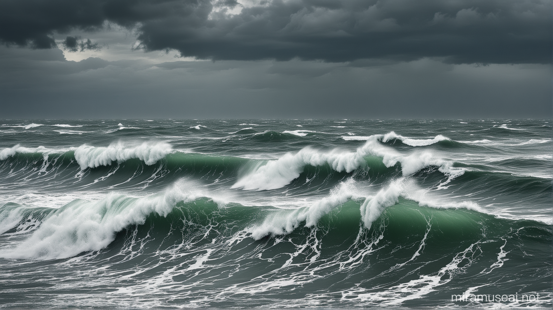 Dramatic Stormy Sea Landscape with Crashing Waves