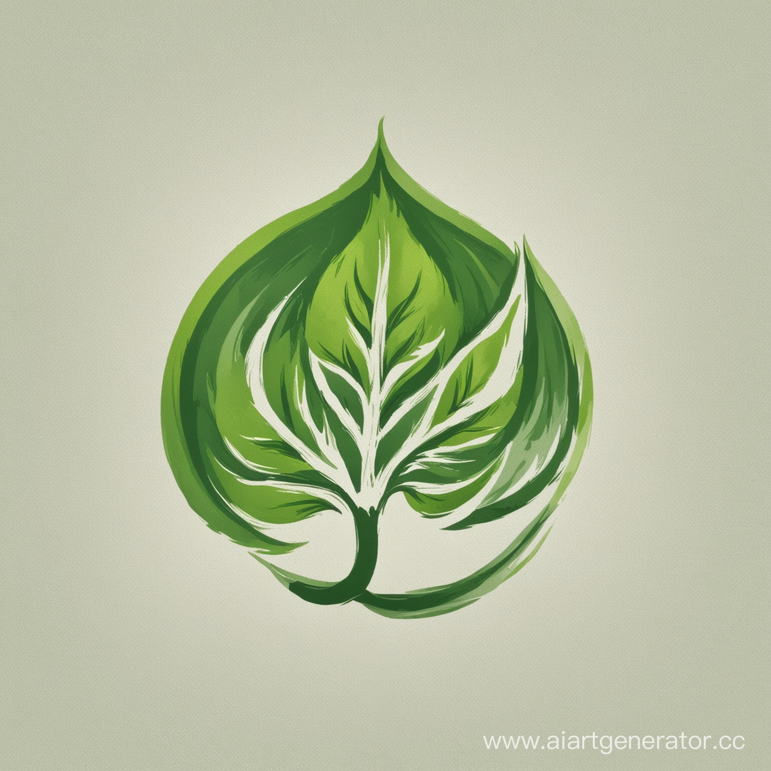 логотип для озеленительной компании, В центре зелененый листок, Зеленые и белый цвета, нет надписей на рисунке