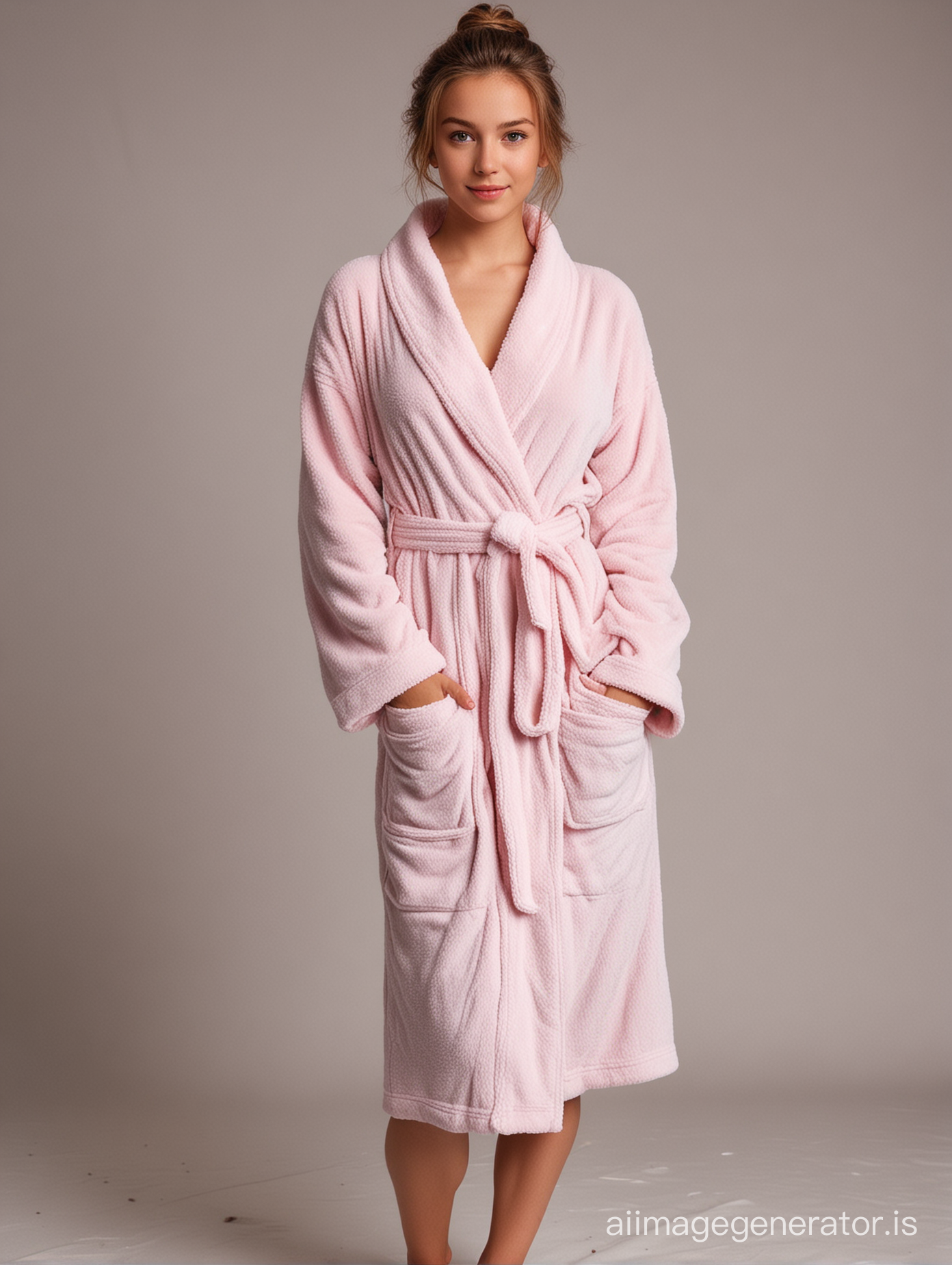 
 girl  full body capture in bathrobe