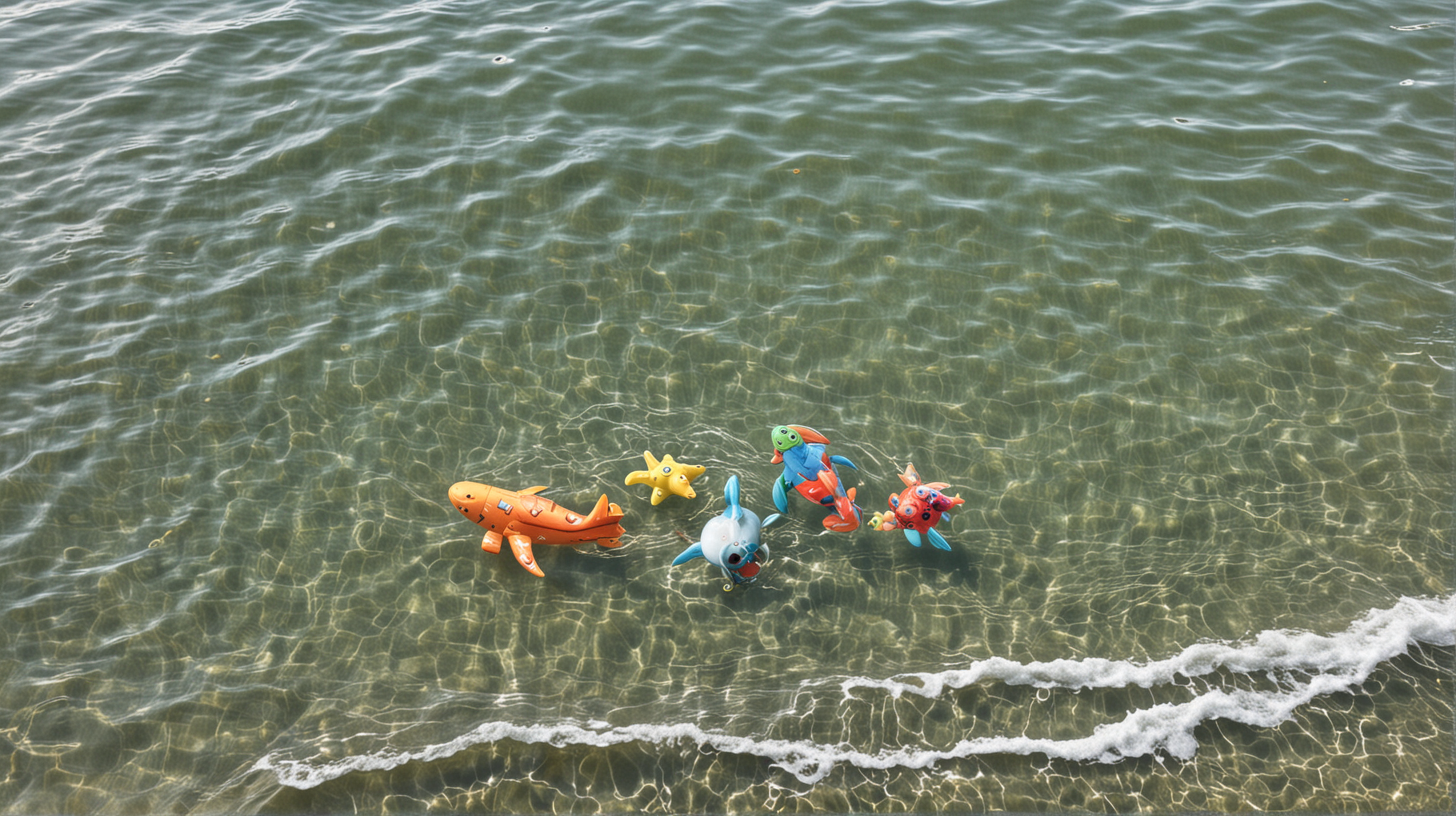juguetes en el mar
