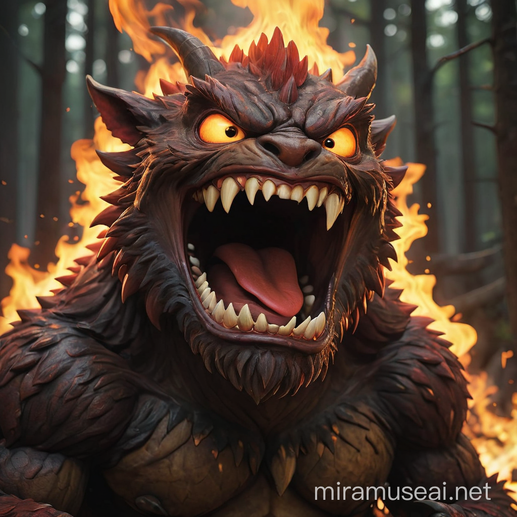 Fiery Monster Evokes Laughter Amidst Anger and Wild Horror