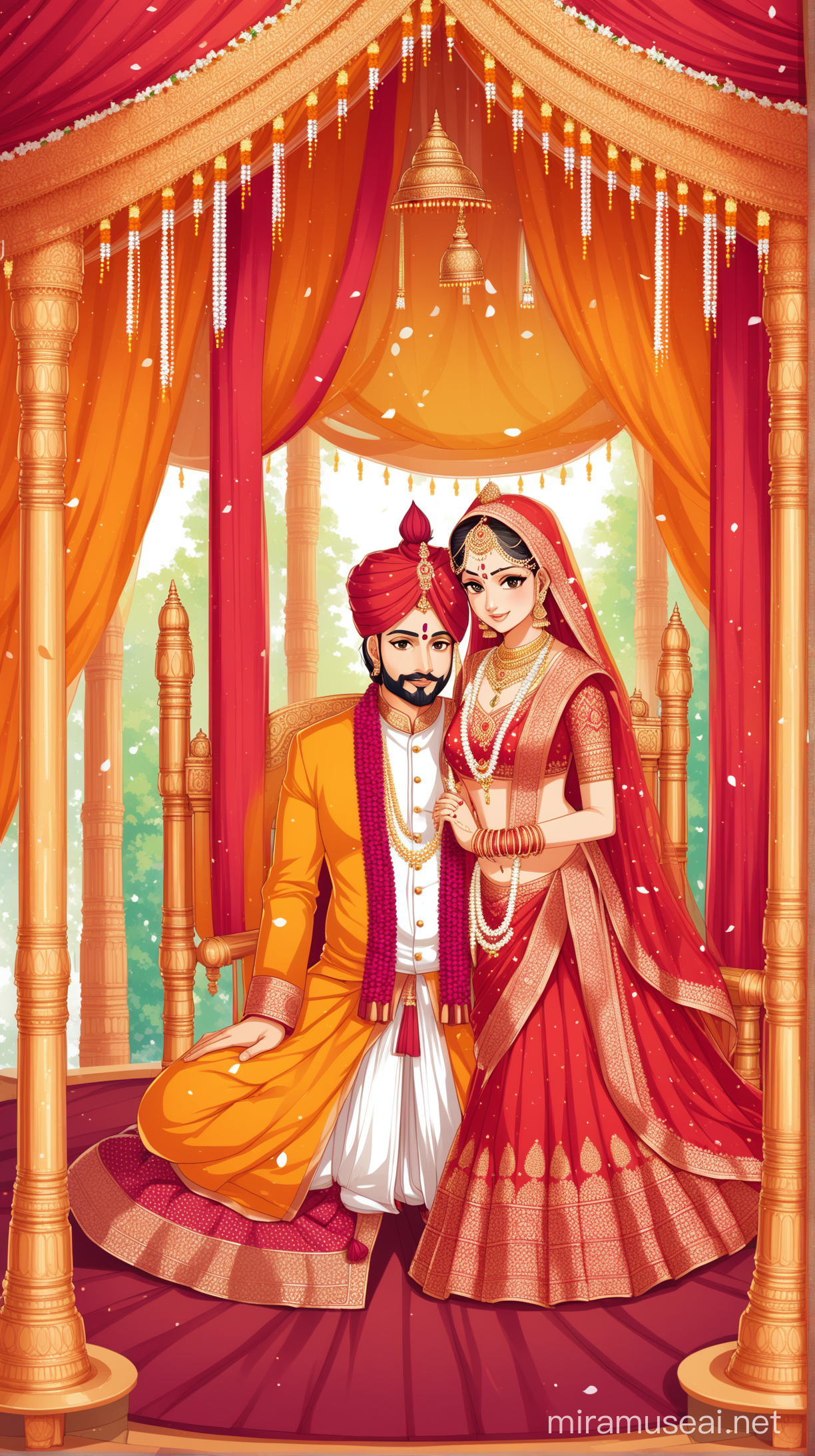 a king marriage in a mandap 