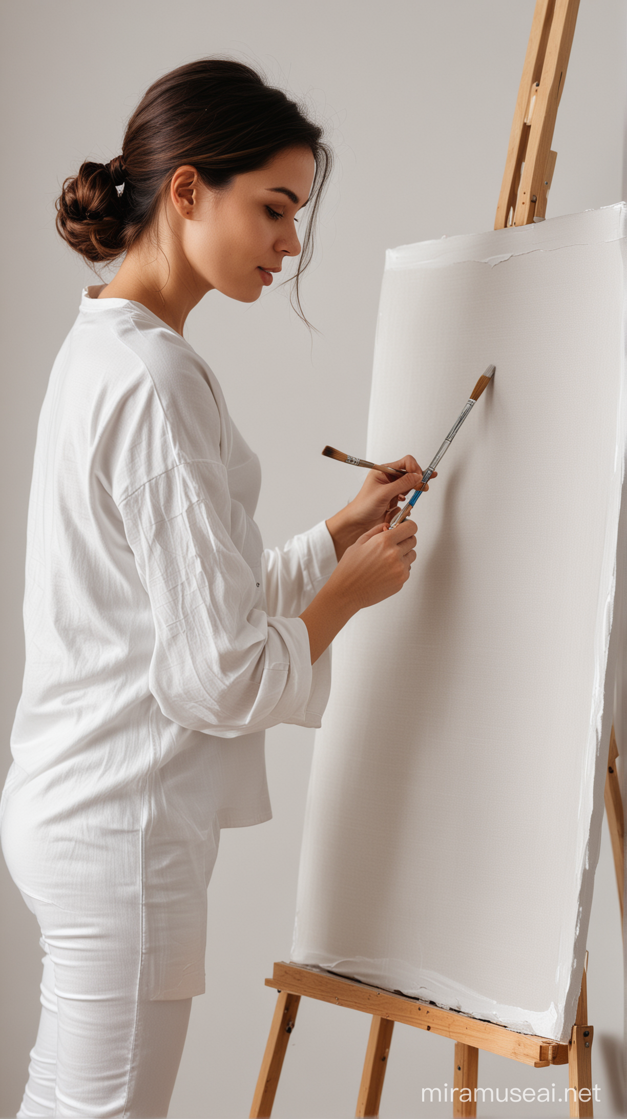 mujer pintando un lienzo
