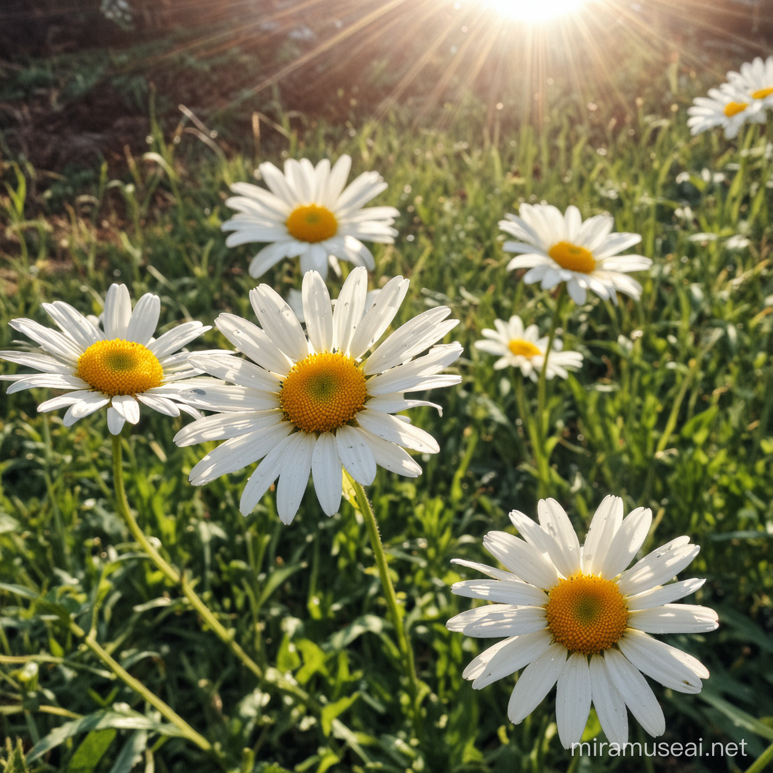 Joyful Daisy Blooms under the Warm Sunlight