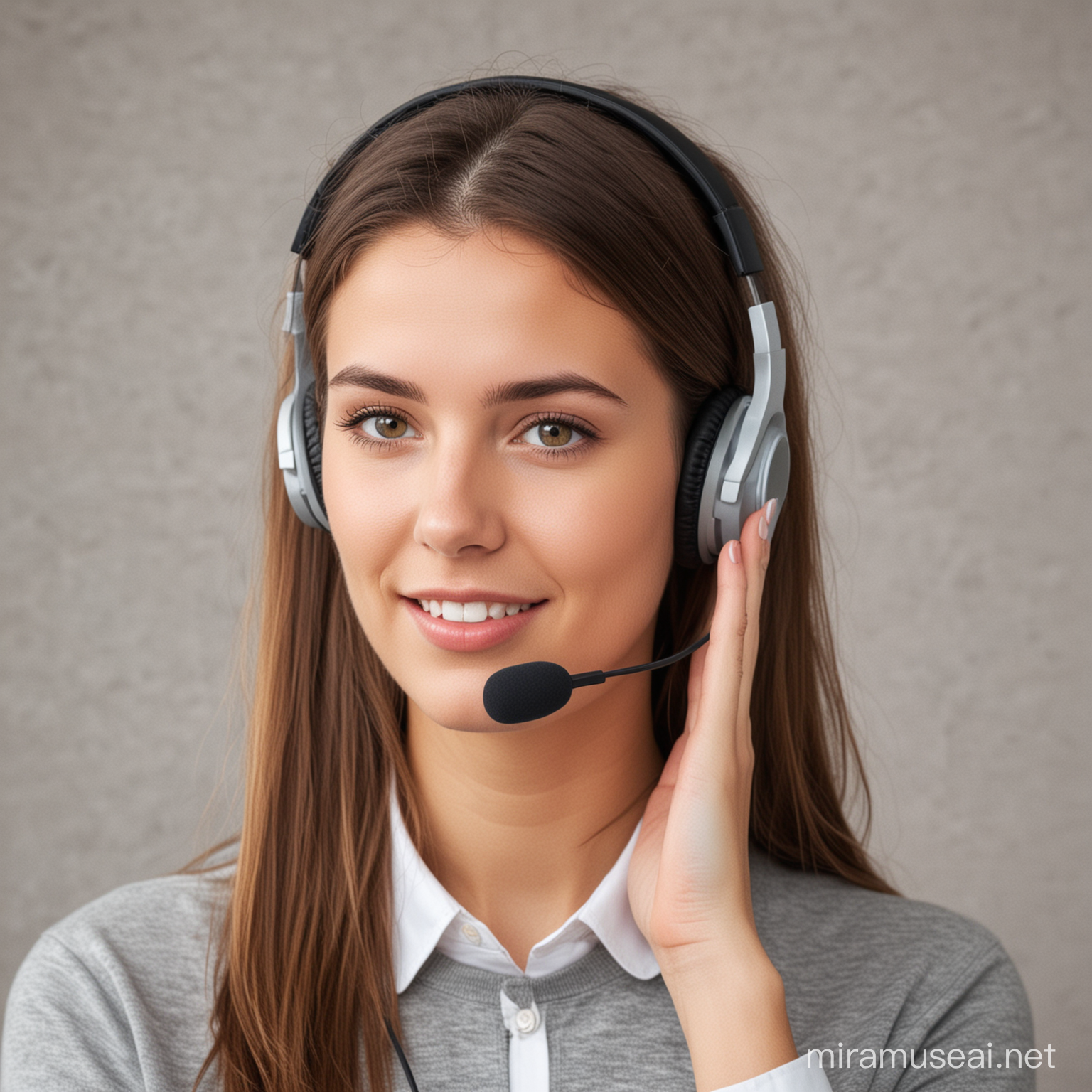 young woman with headset