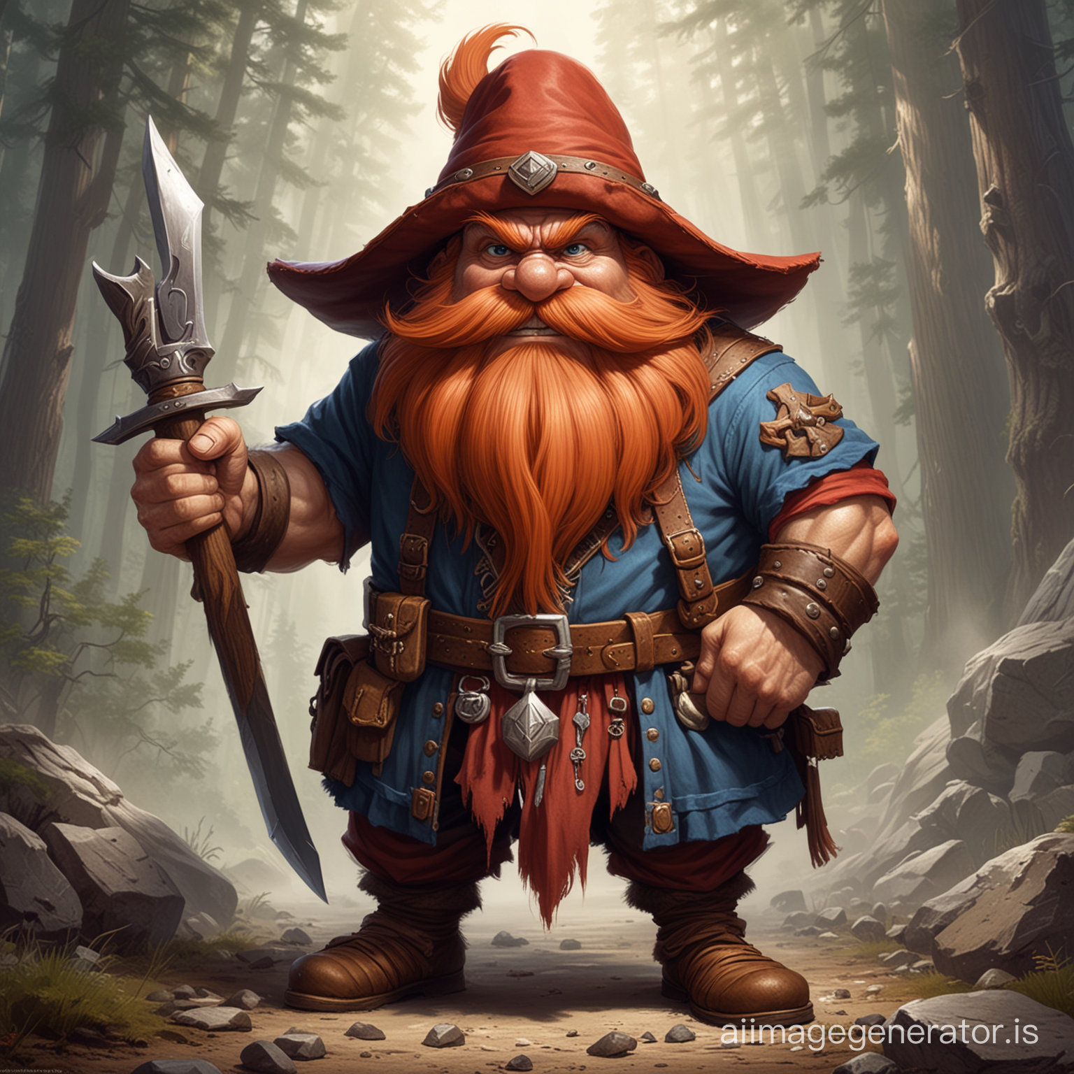 DnD fantasy style character of Yosemite Sam as a dwarf fighter