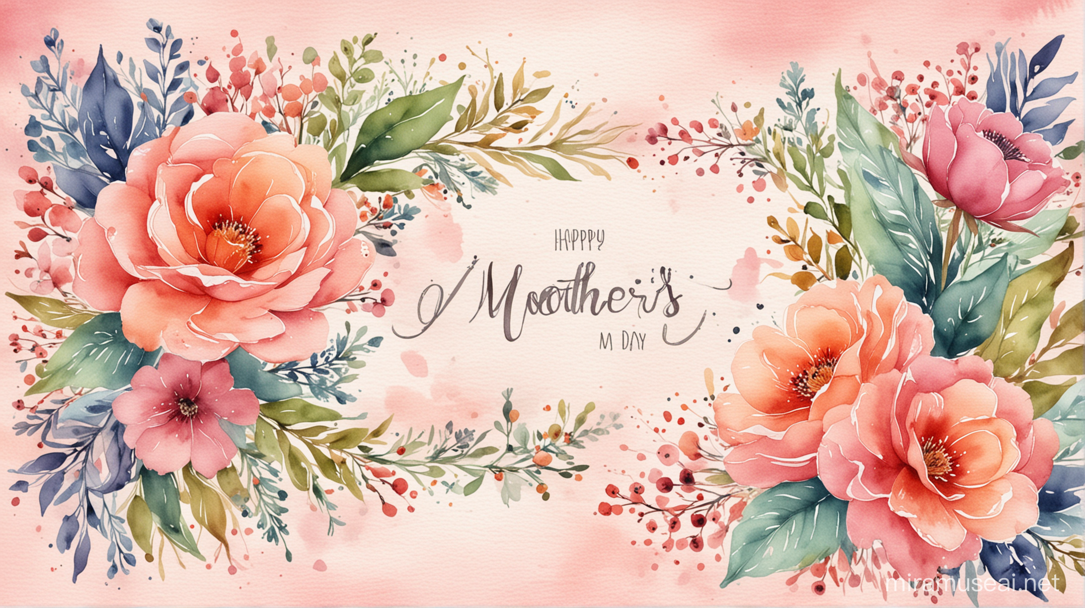Floral Watercolor Background for Mothers Day Celebration