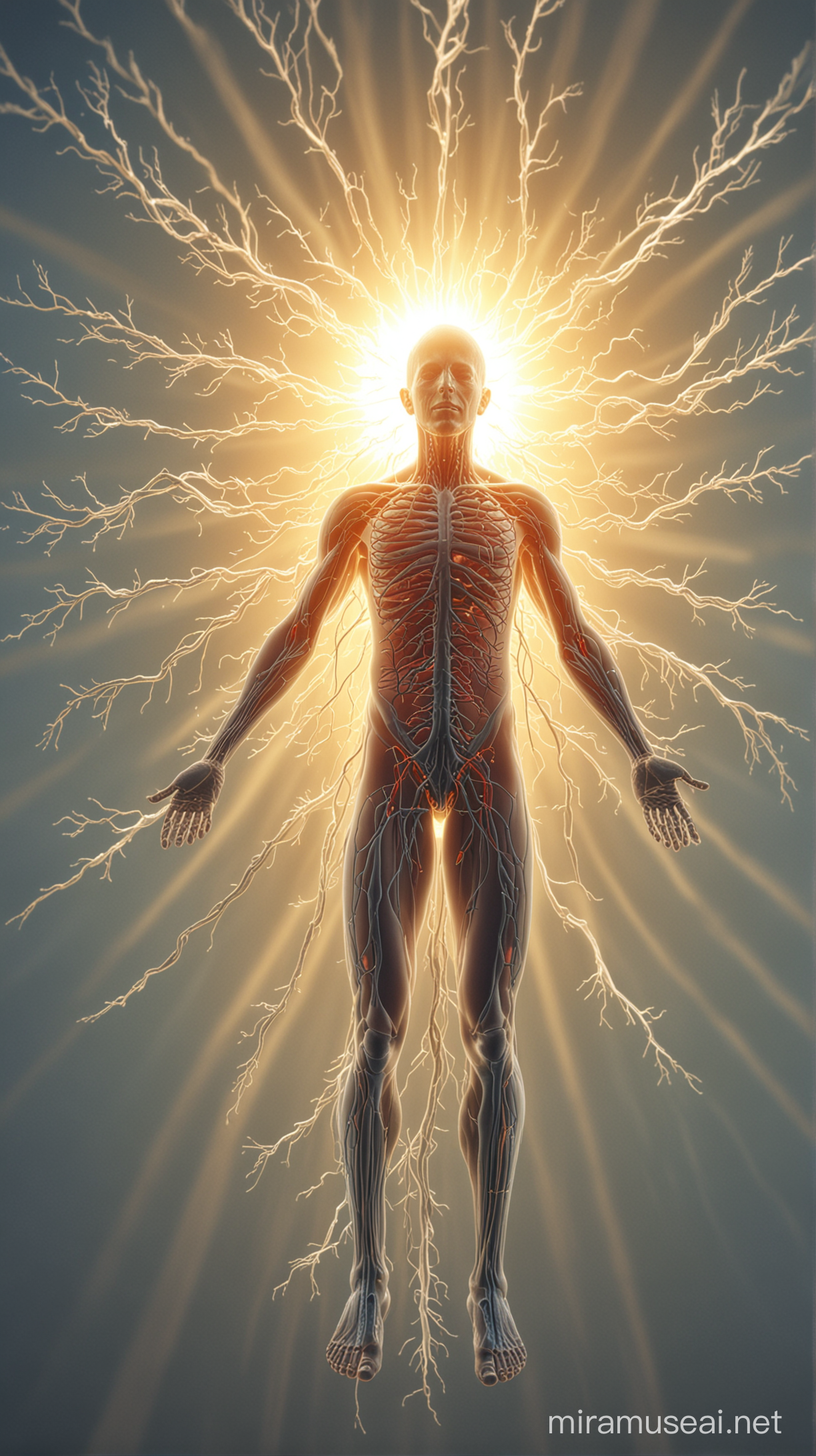 Human Nervous System in Sunlight Neurological Harmony in Natural Ambiance