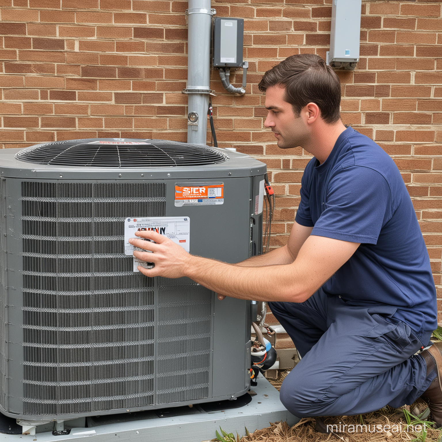 hvac technician installing a seer hvac system in wilmington north carolina