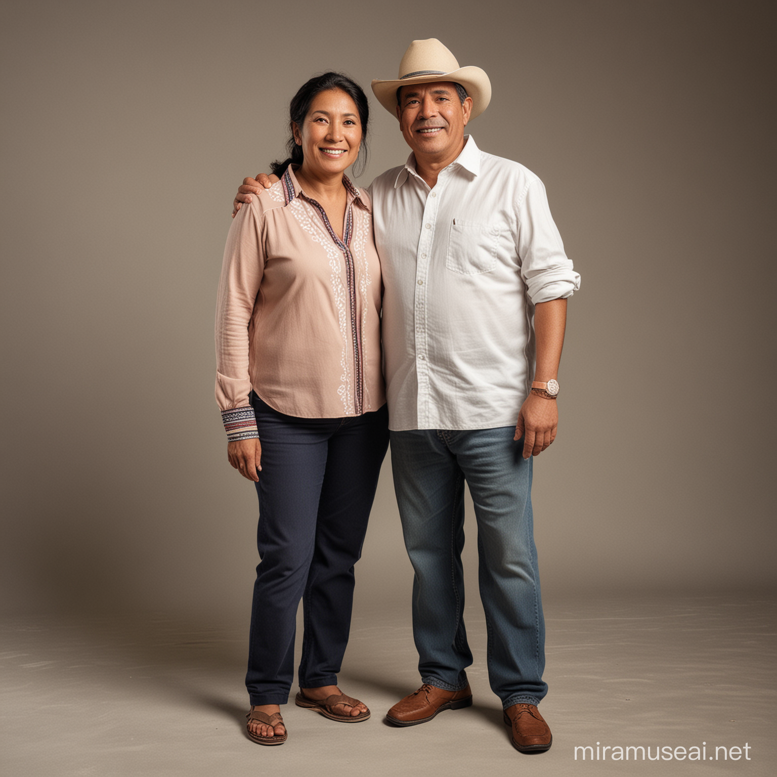 imagen de cuerpo entero con pareja de peruanos de mediana edad