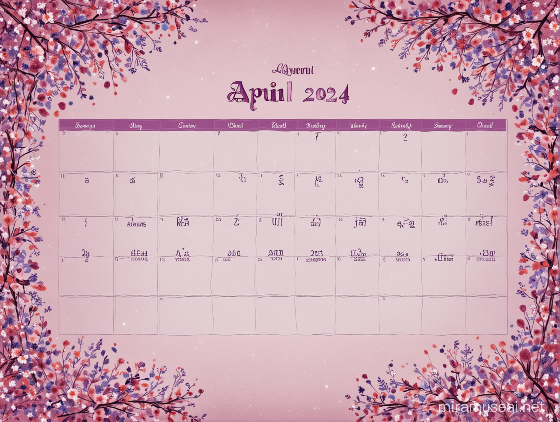 Astrological April Calendar 2024 Featuring Celestial Events and Zodiac Signs