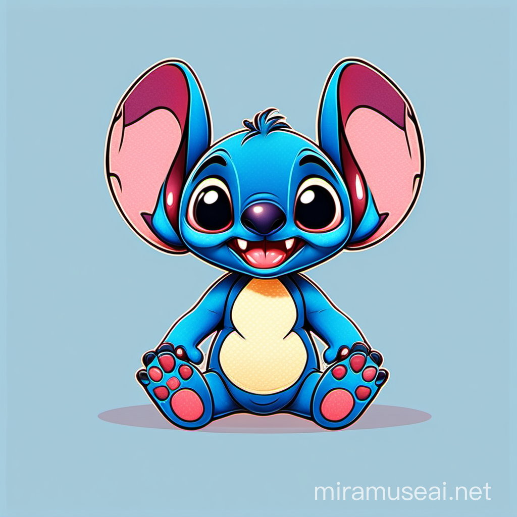 Adorable Cartoon Stitch Baby on White Background