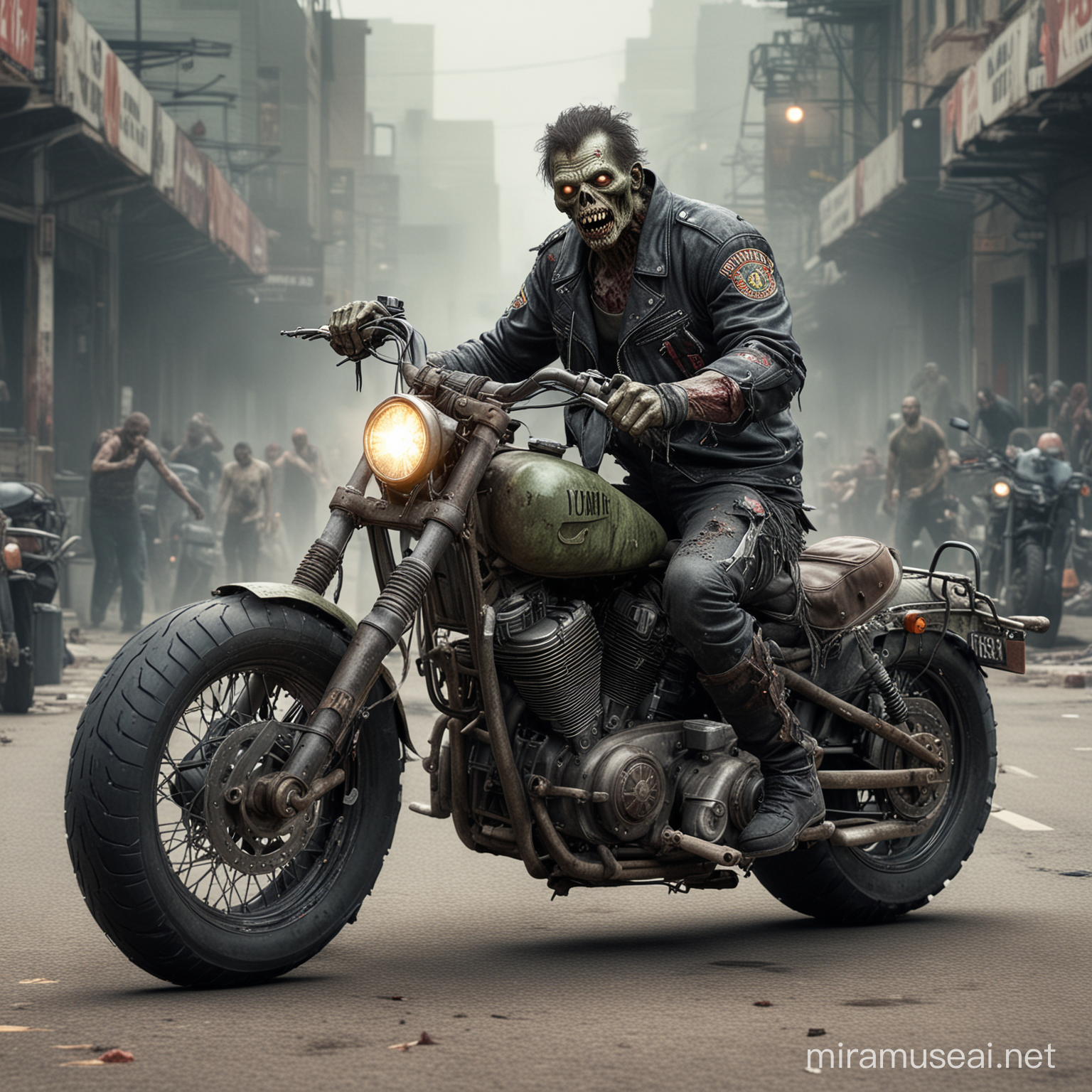 Motorcycle Riding Zombie Gang at Dusk