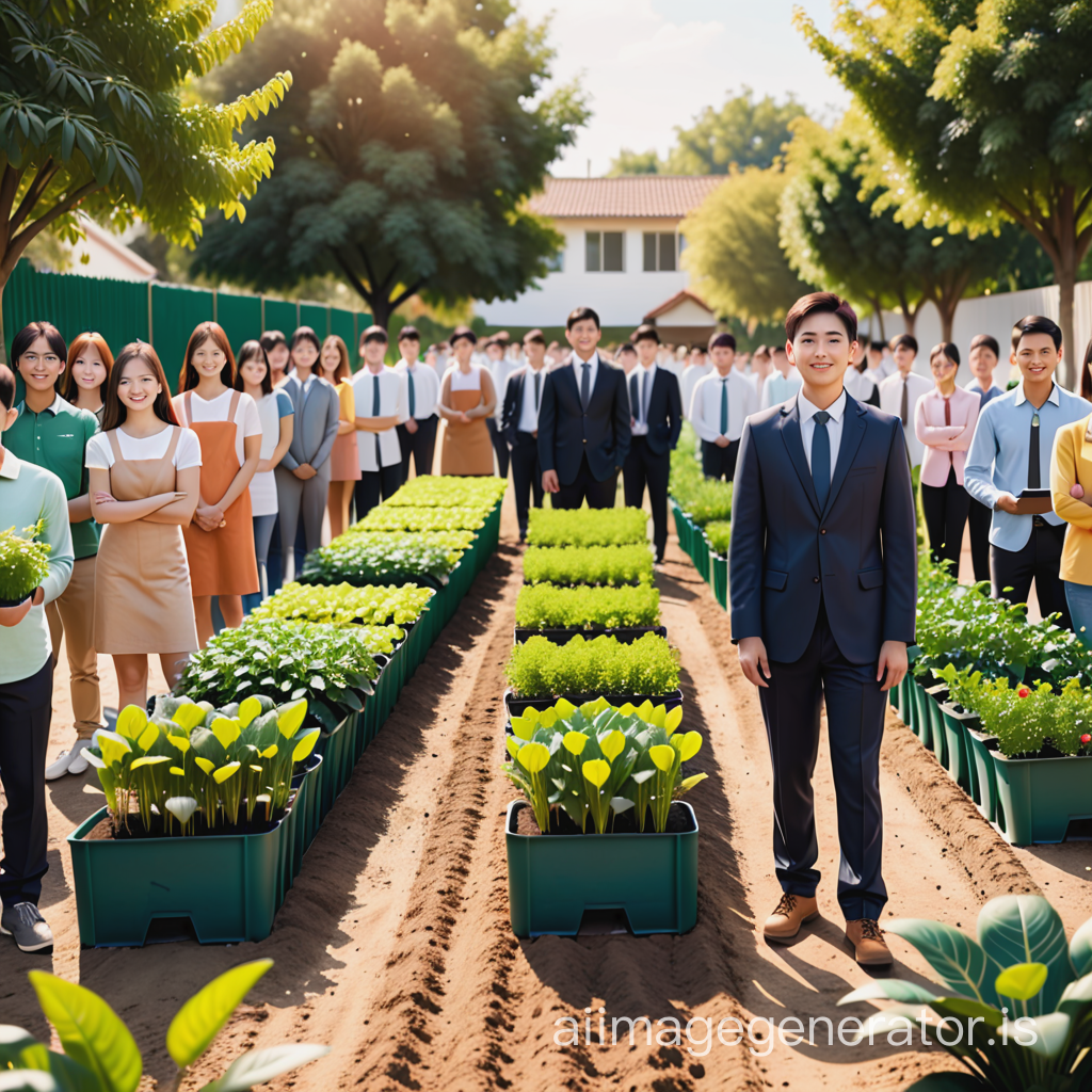 Image of crowd unemployed candidates who are standing in gardening for interview for 4th grade job 