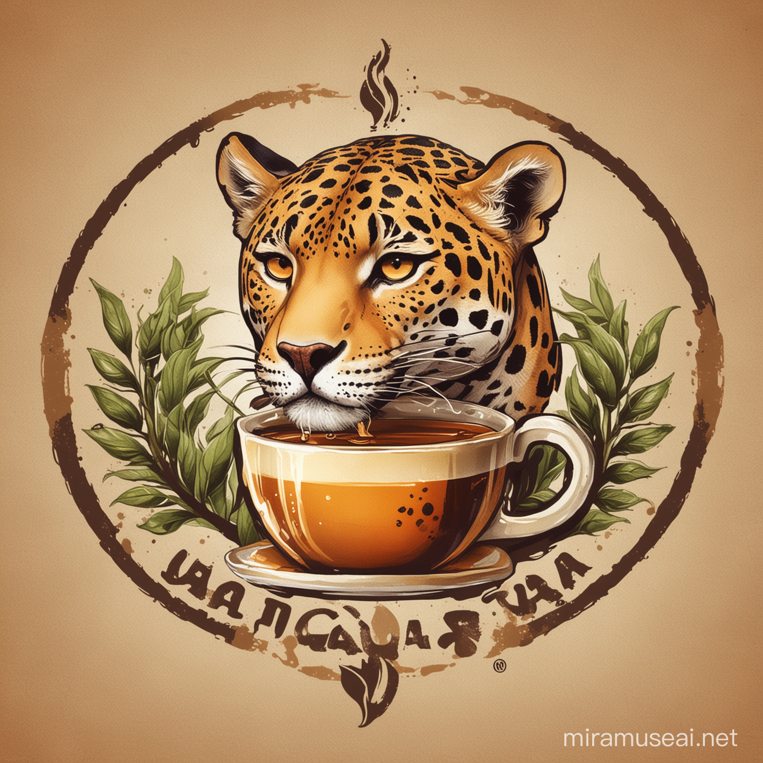 Jaguar Drinking Java Tea Logo Design Concept for a Unique Cafe Experience